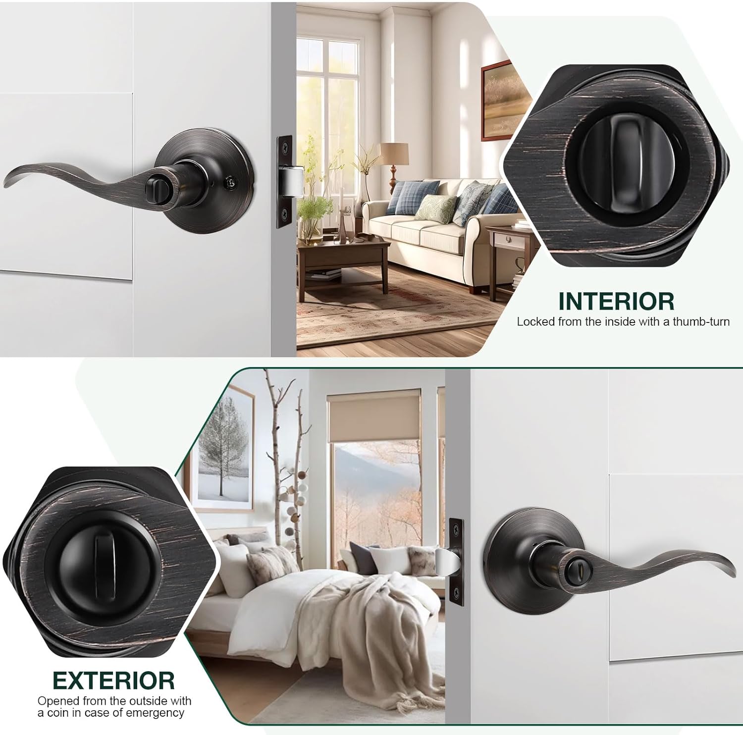 Privacy Door Handles Set