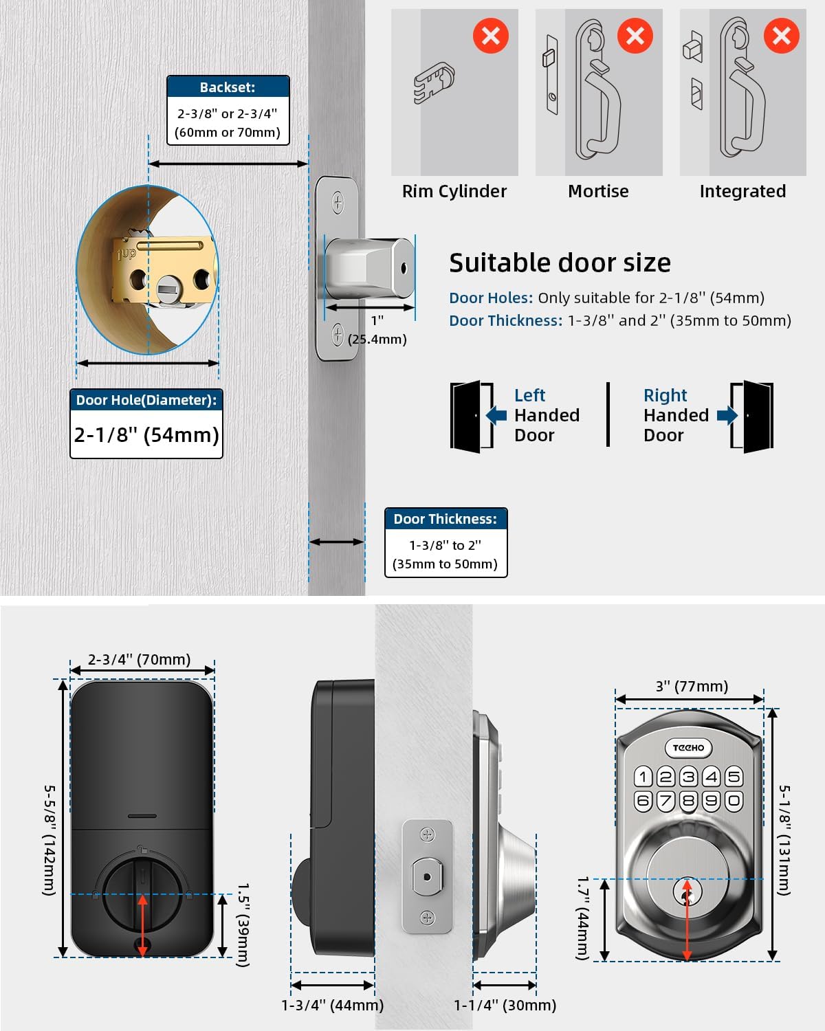 Smart Deadbolt Lock with Keypad for Front Door Keyless Entry Security