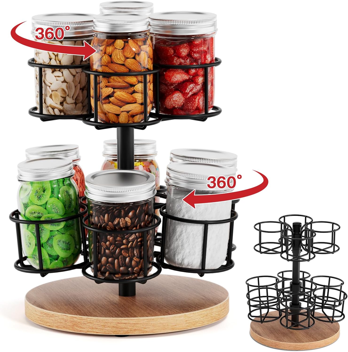 2-Tier Rotating Mason Jar Rack for 16oz Canning Jars