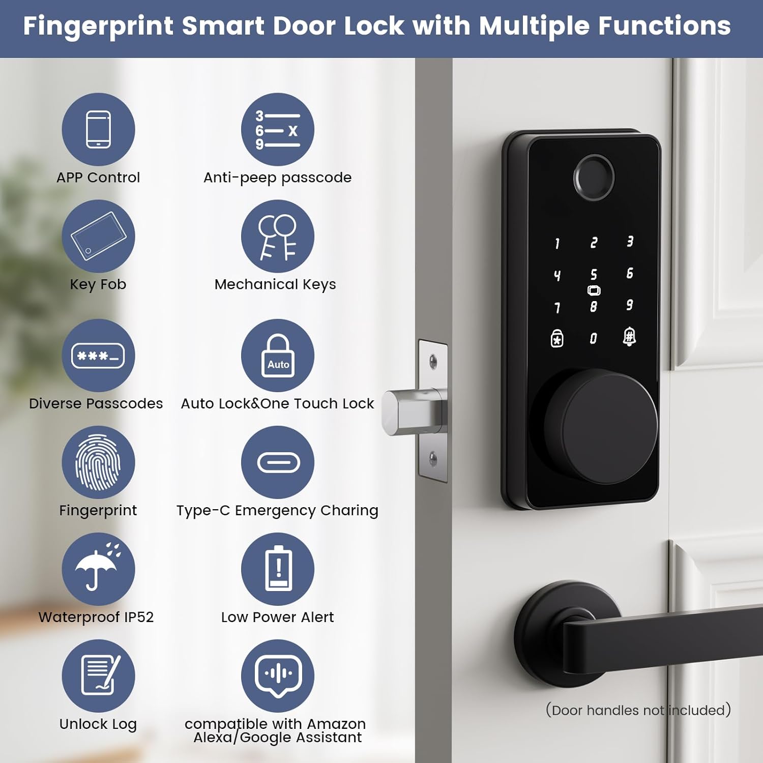Biquole Smart Deadbolt Door Lock with Keypad Fingerprint App Control