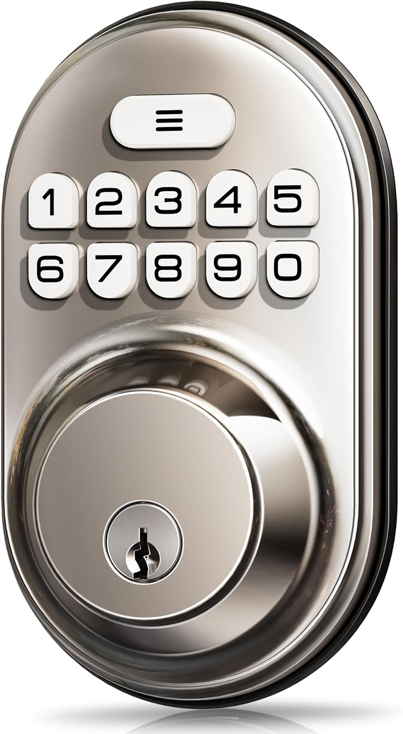 Keyless Entry Door Lock SATIN Nickel Smart Deadbolt Easy Install 4AA Batteries