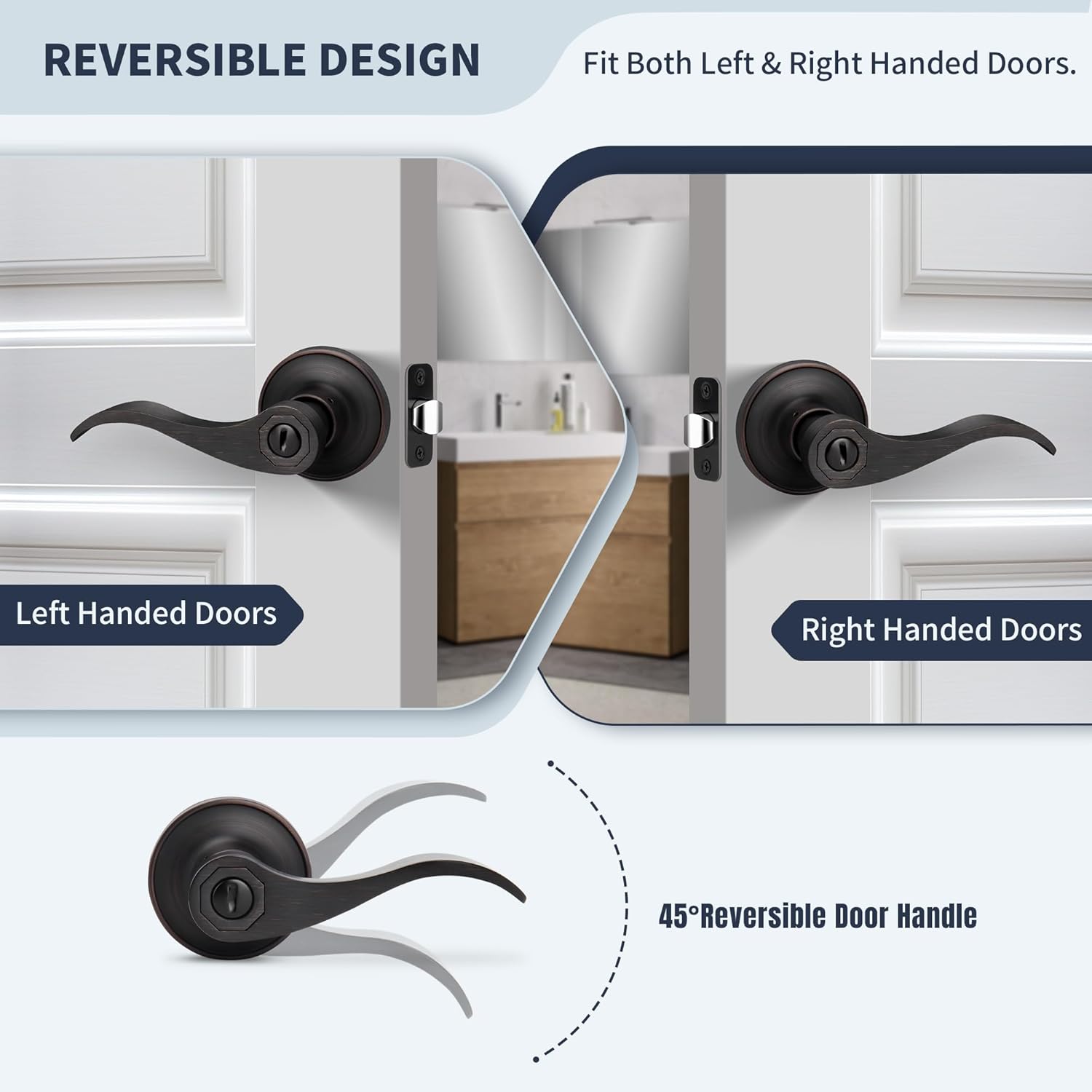 3-Piece Oil-Rubbed Bronze Door Handles Set