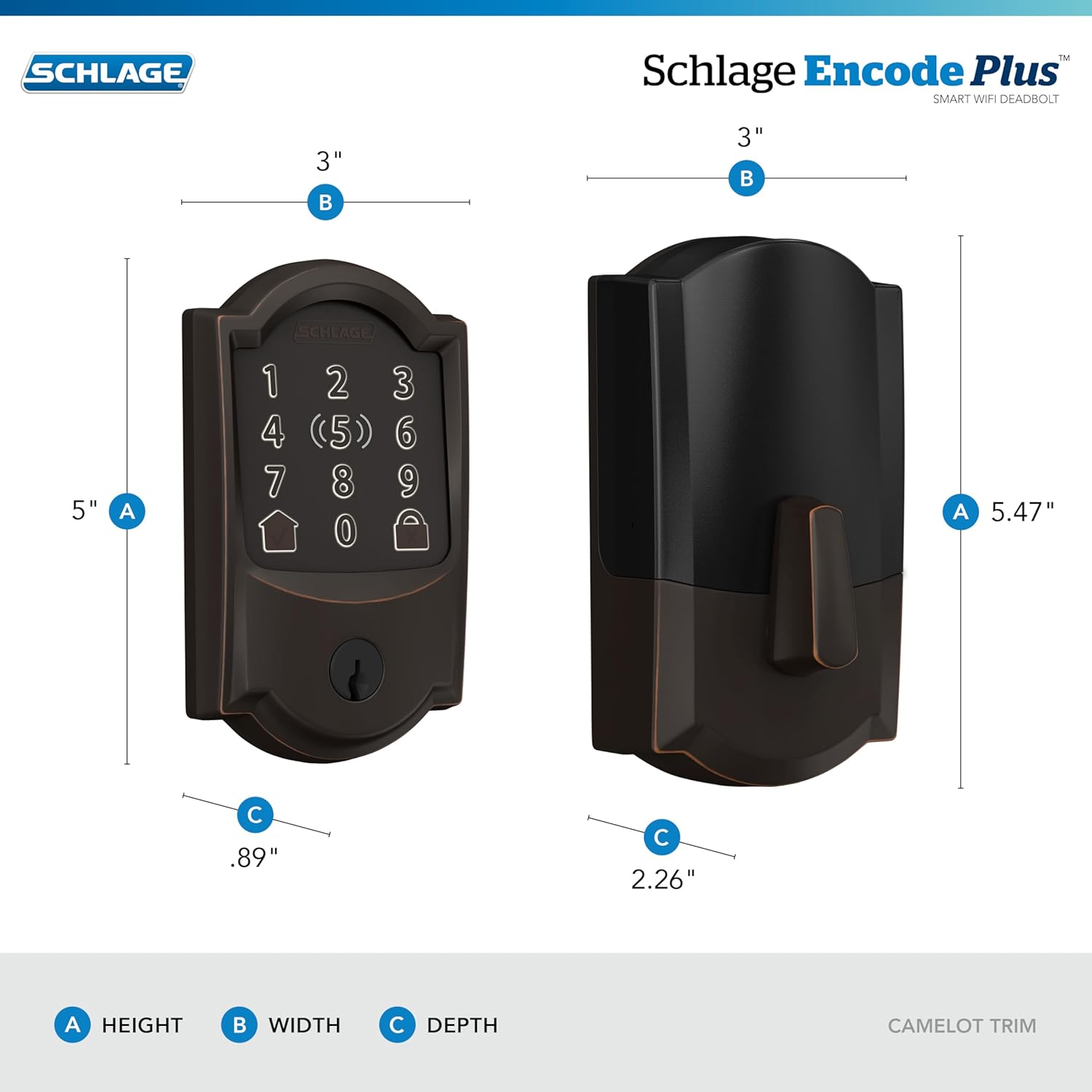 SCHLAGE BE499WB CAM 716 WiFi Smart Lock