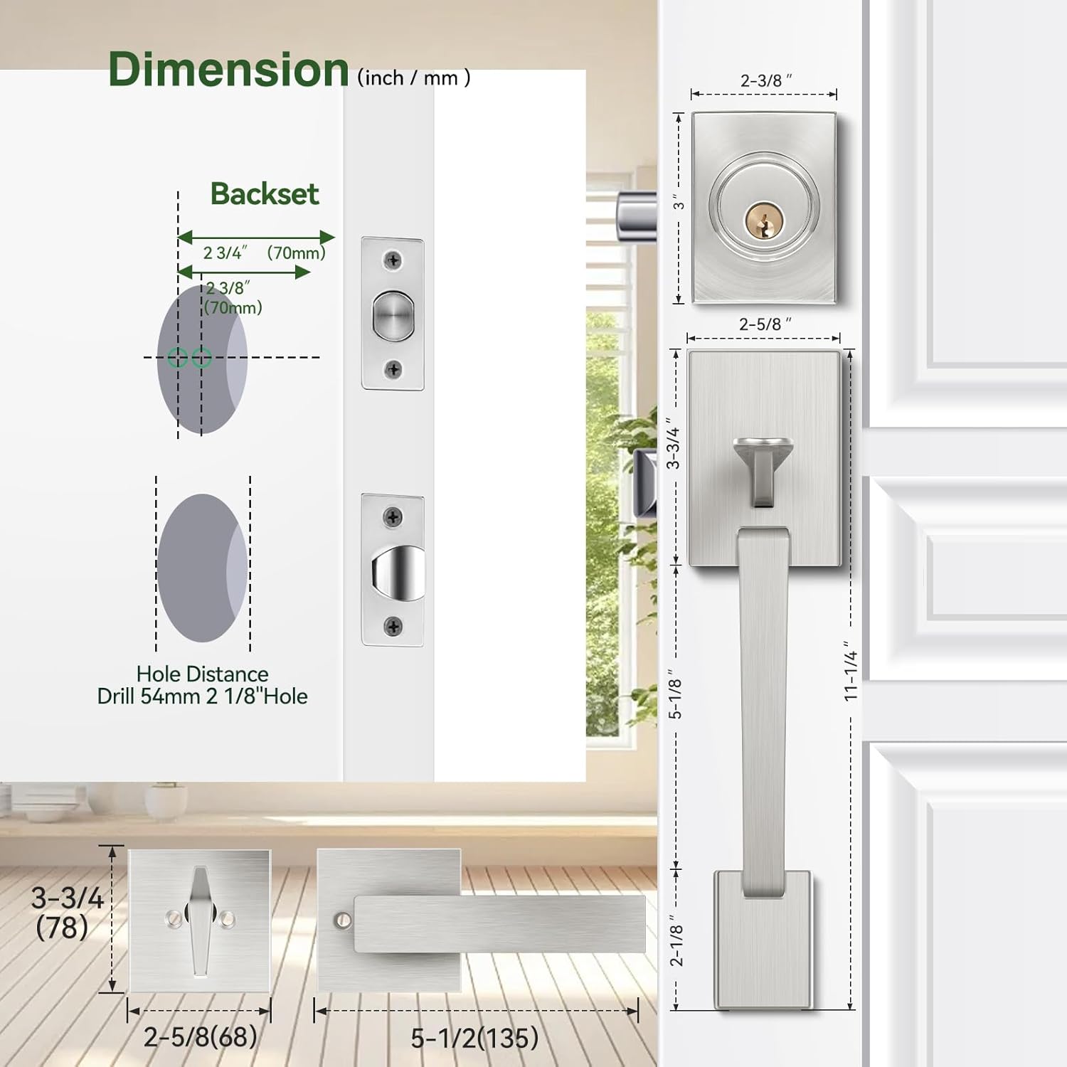 GOANEFIVEFront Door Handle Set