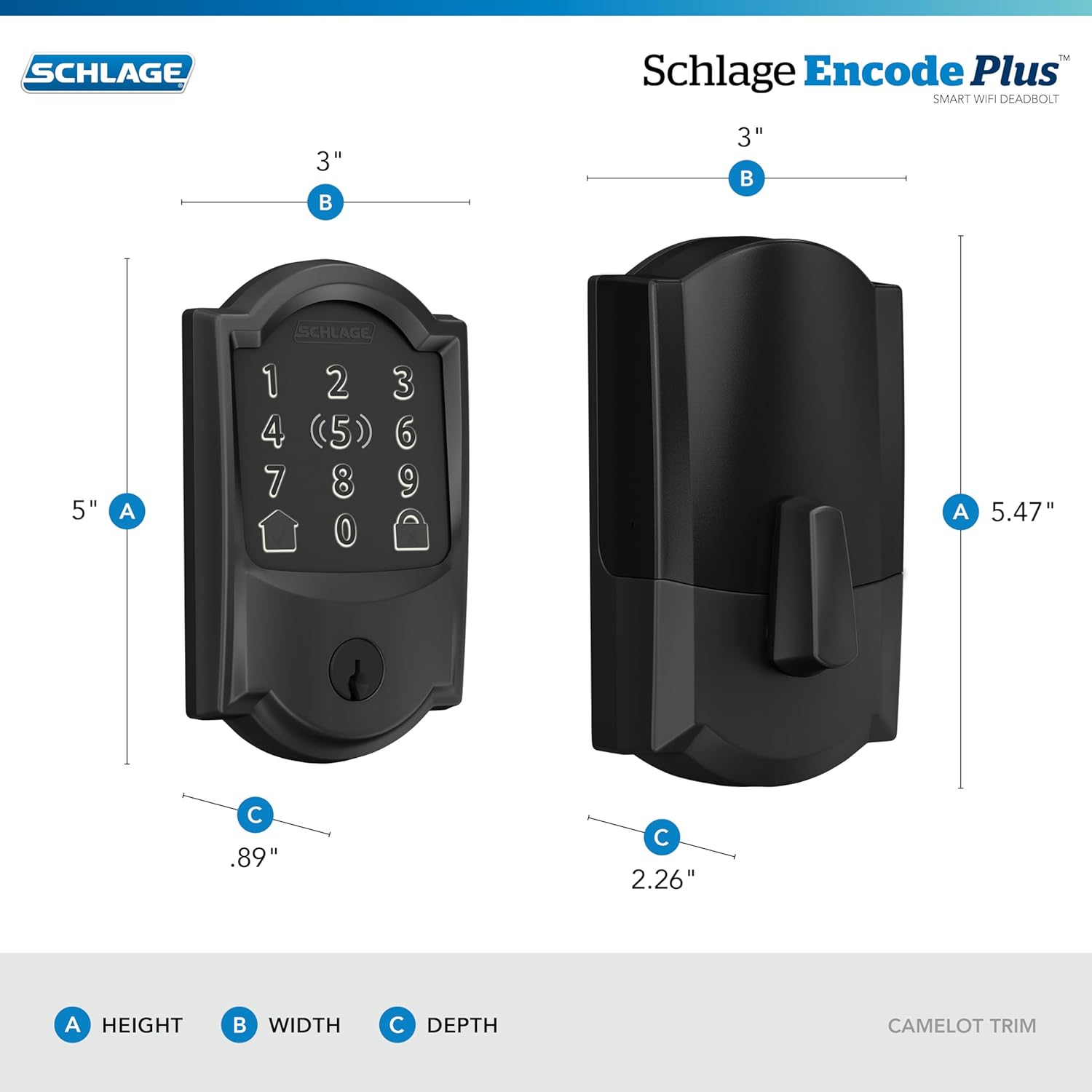 Schlage BE499WB CAM 622 Encode Plus WiFi Smart Lock