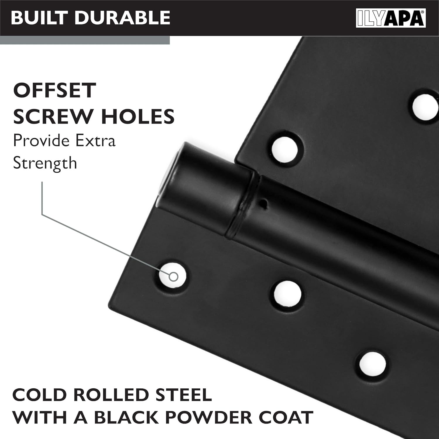 Ilyapa 4-Piece Heavy Duty Self-Closing Shed Door Hinges Black Square
