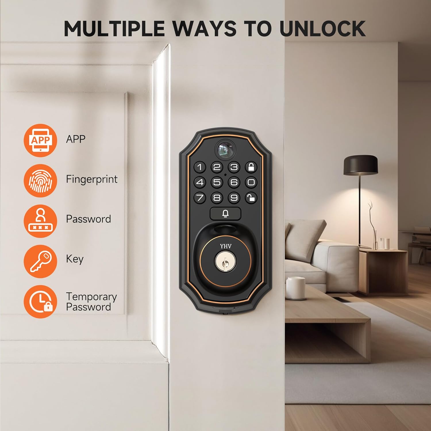 YHV Smart Door Lock with Fingerprint Wi-Fi Door Unlock System