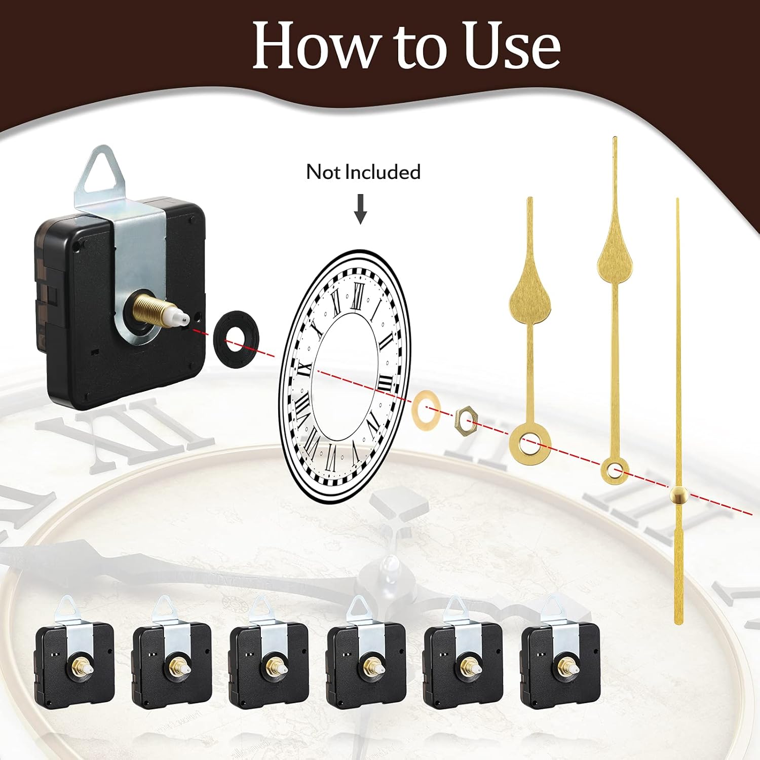 6-Piece DIY Clock Repair Kit for Watchmakers Cross-Stitch Enthusiasts