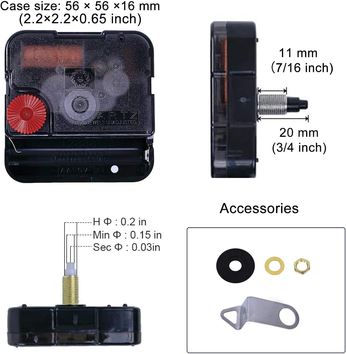 EMOON Precision Clock Kit Compact Mechanism 3-Piece Set DIY Repair