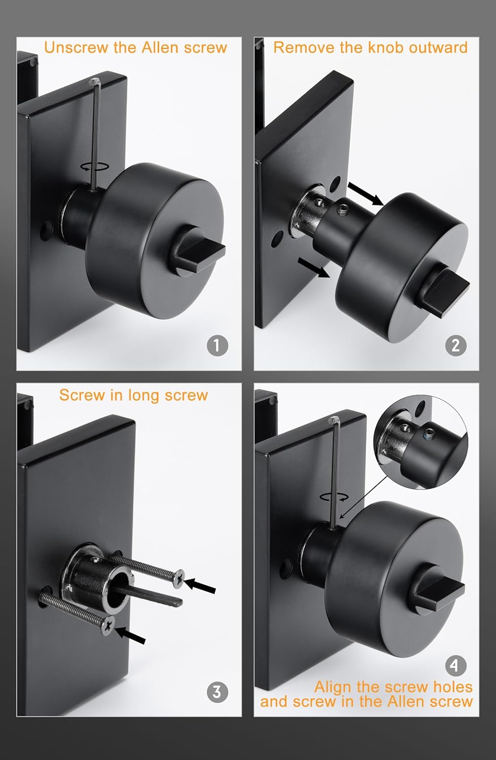 GoldenWarm Black Door Knob with Deadbolt Set