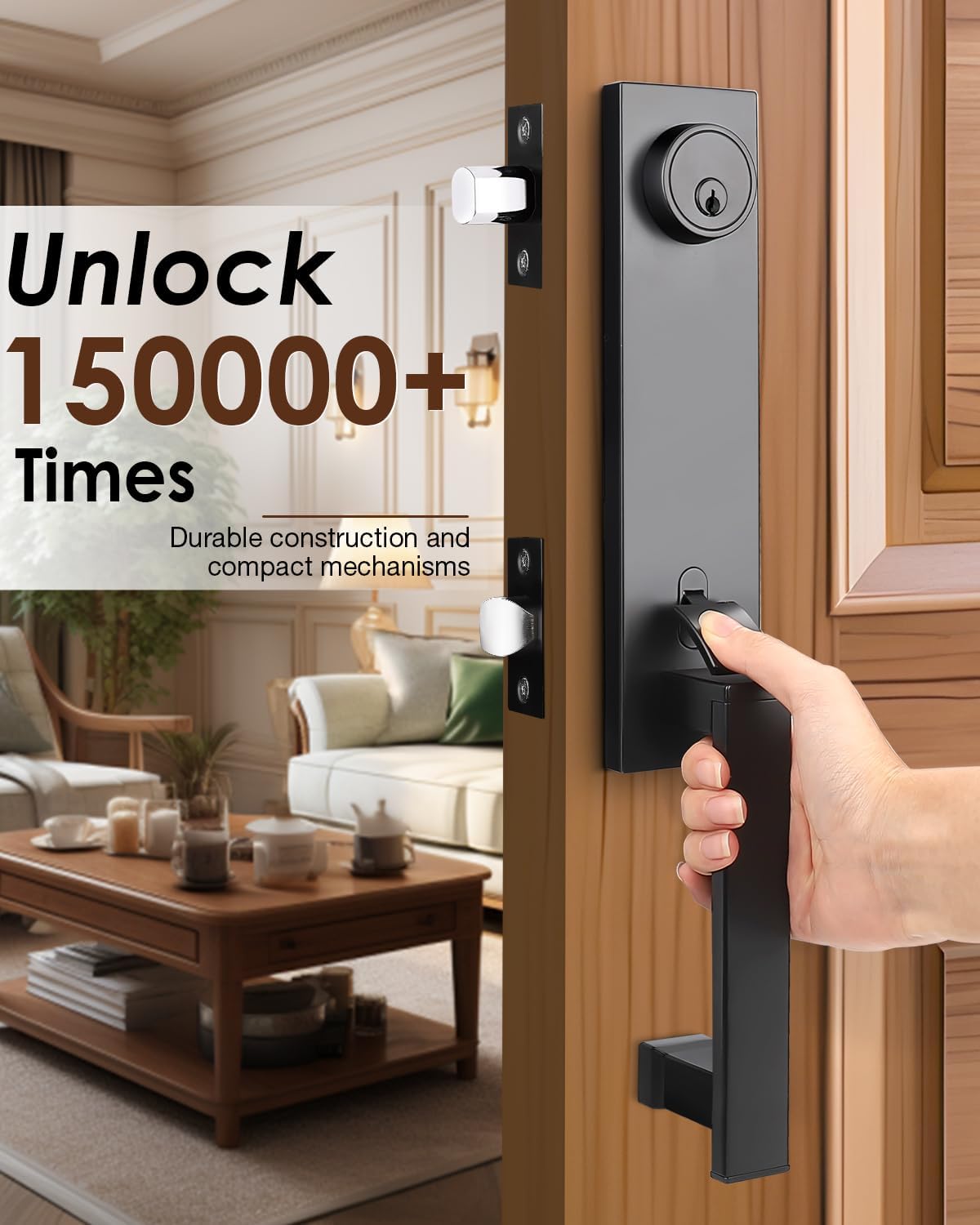 Modular Matte Black Front Door Lock Set for Heavy Duty Use