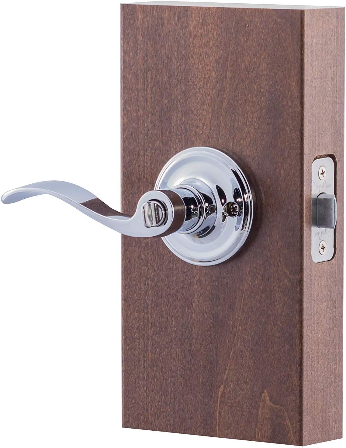 Copper Creek Waverly Door Lever Polished Stainless Side-Opening Secure
