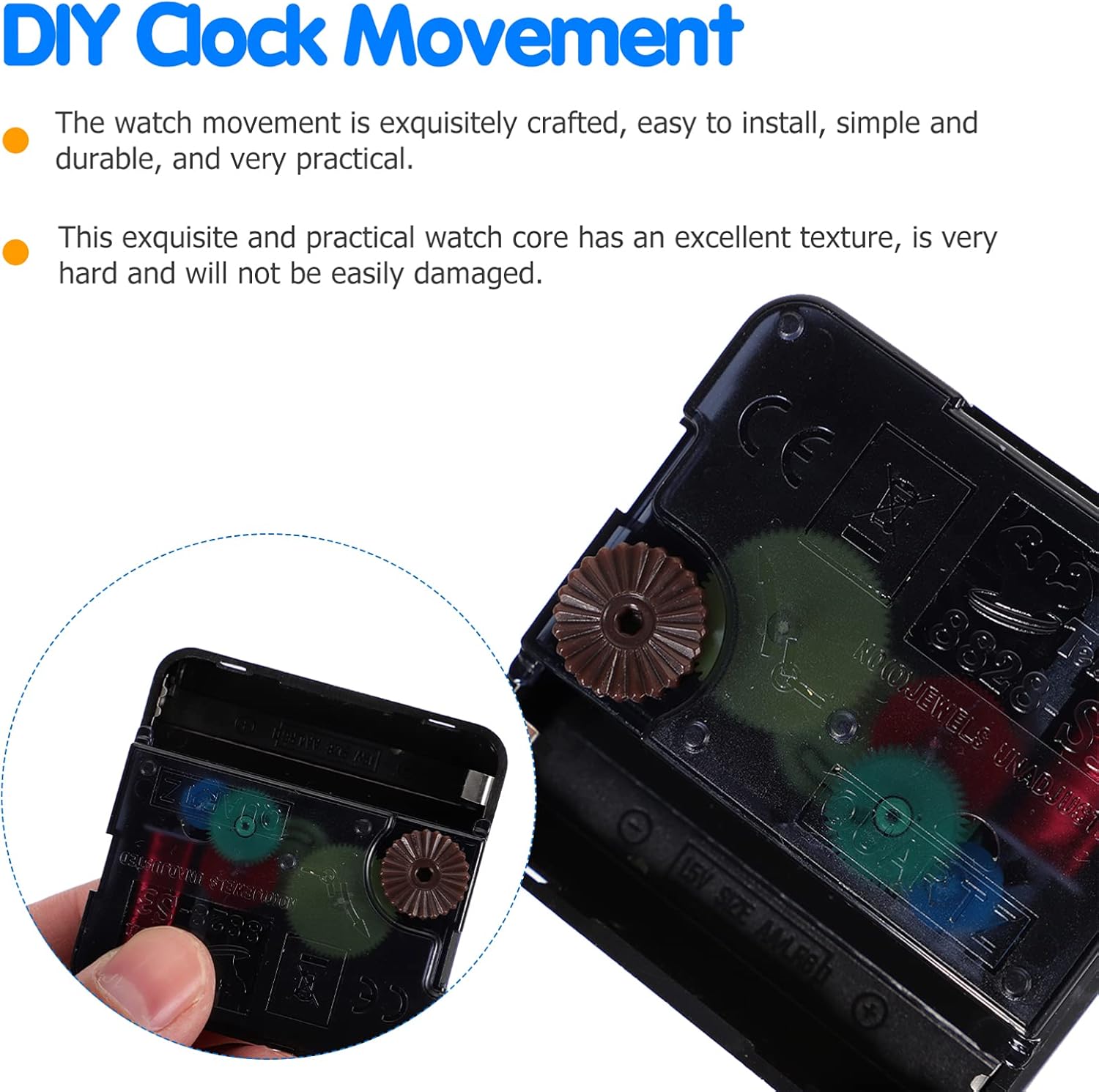 Non-Ticking Clock Movement Kit for DIY Repair - Black
