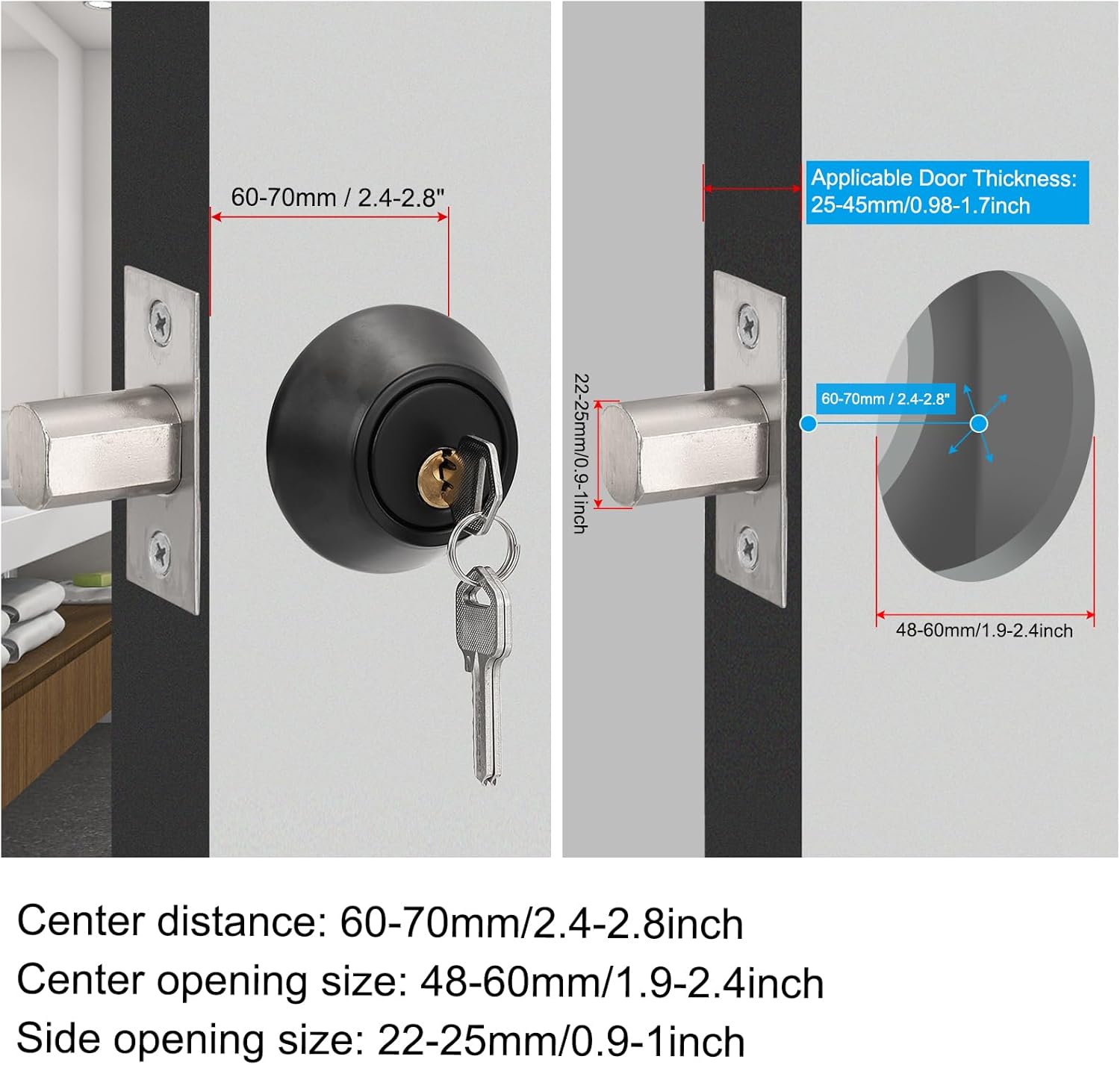 PATIKIL Keyed Alike Double Cylinder Deadbolts 2 Pack Gold