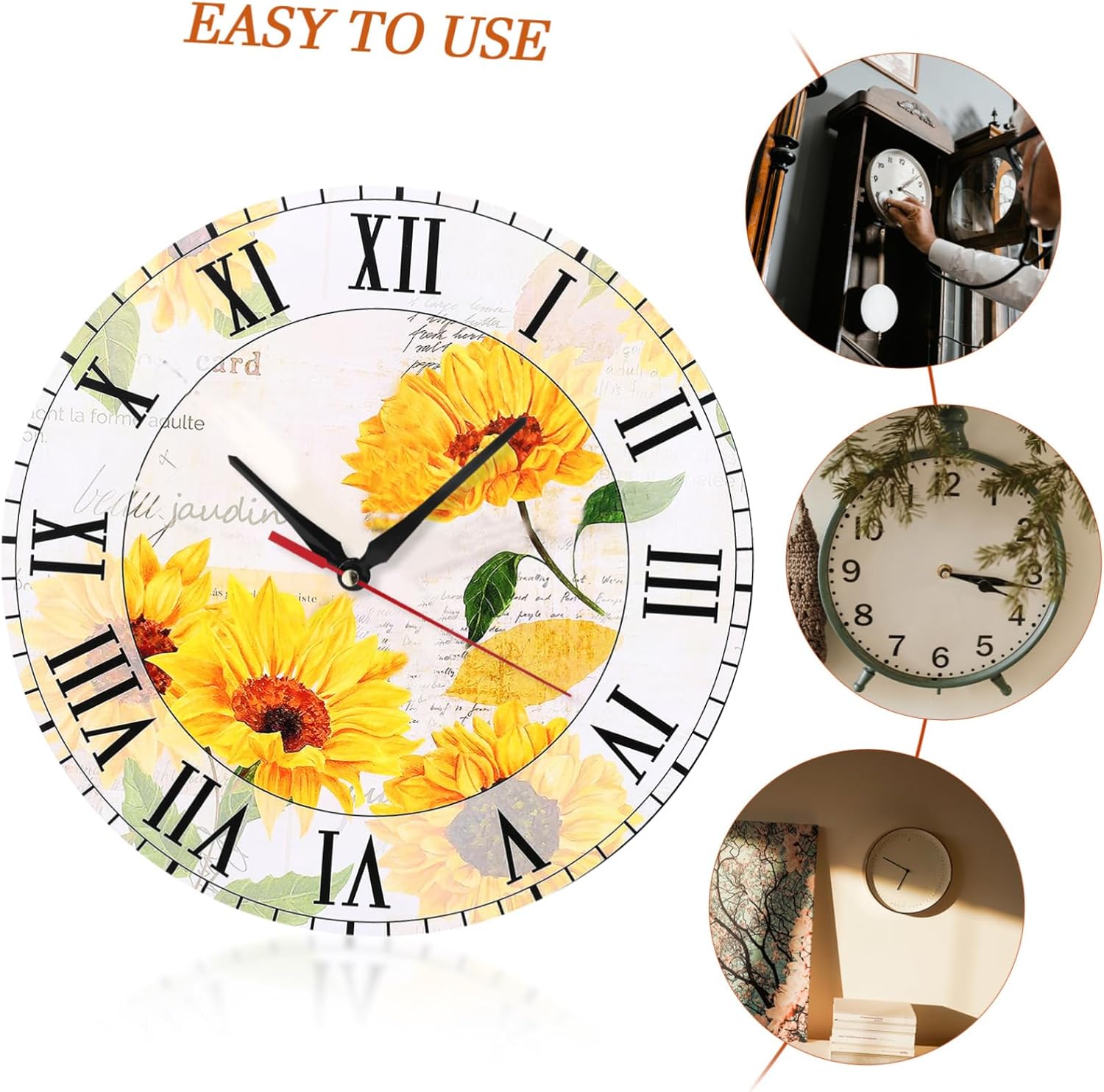 Ethzzle 25-30cm Silent Clock Mechanism Kit Replacement