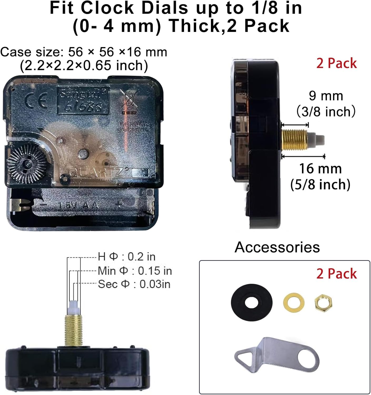 Pack of 2 Clock Mechanism 4 HandsEMOONWall Clock Kit