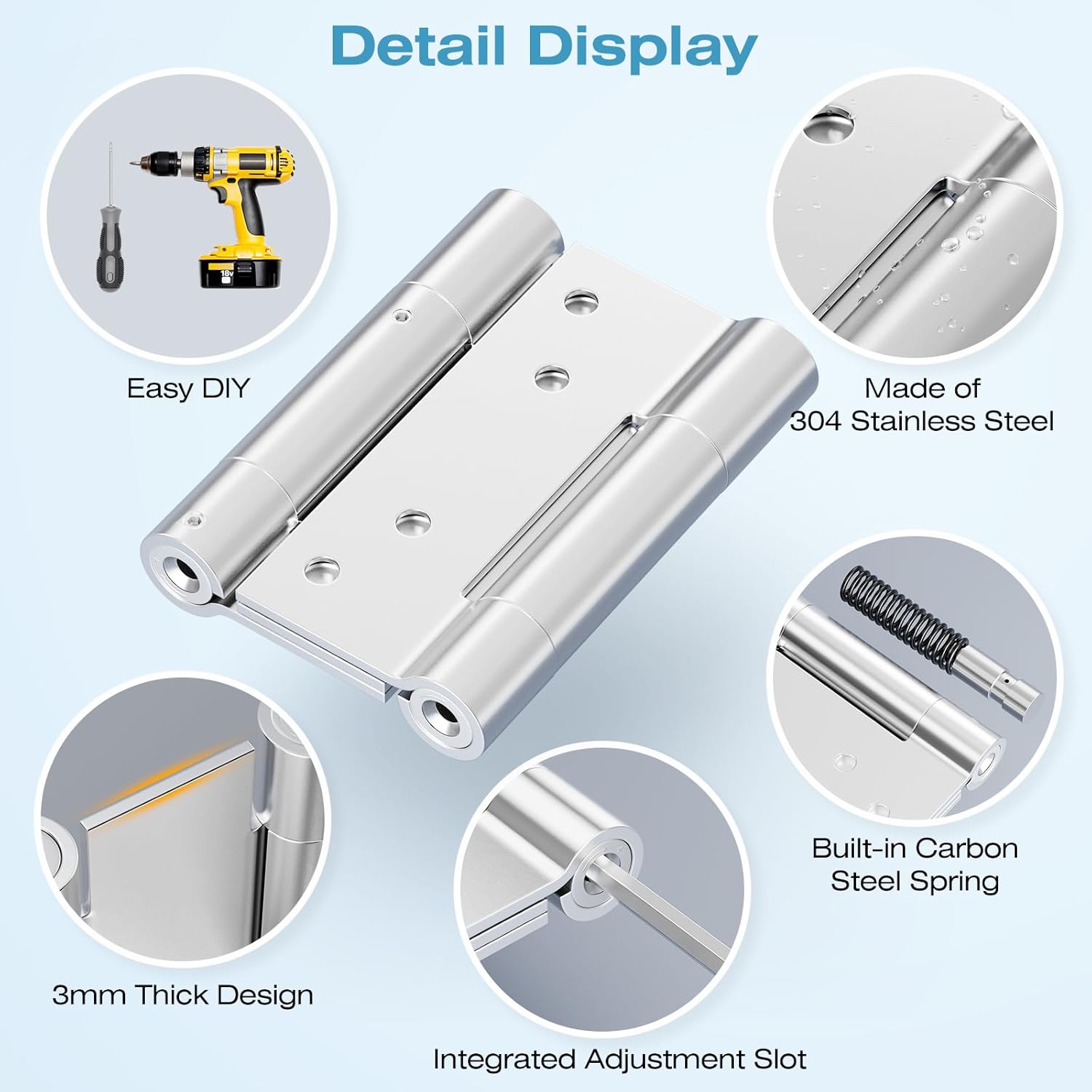 Runbo 3-Inch Stainless Steel Door Hinge