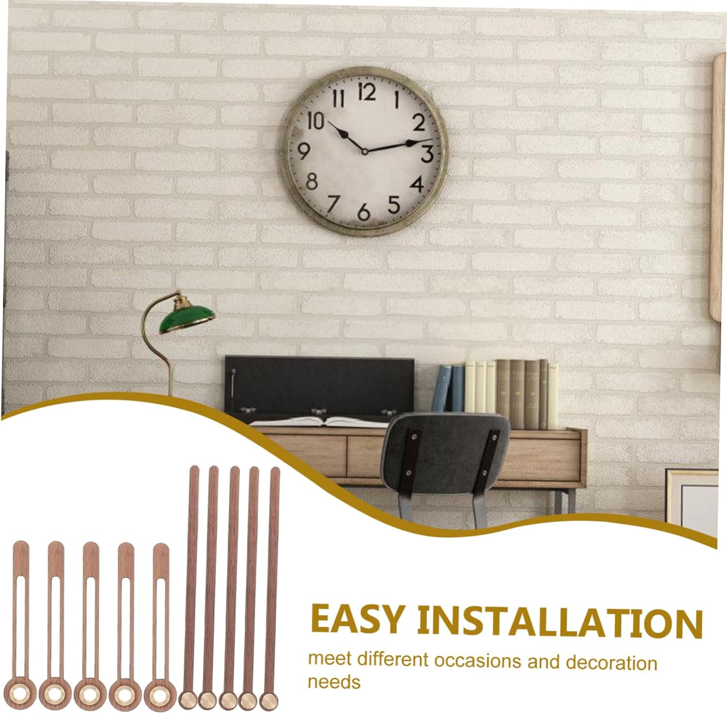 DOITool 5-Set walnut clock hands kit for DIY wall clock repair