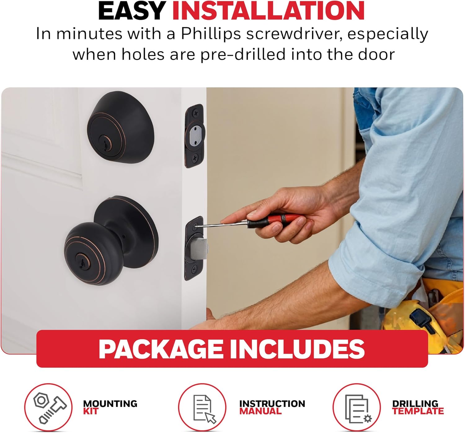 Secure Front Door with Honeywell Door Knobs Deadbolt Set