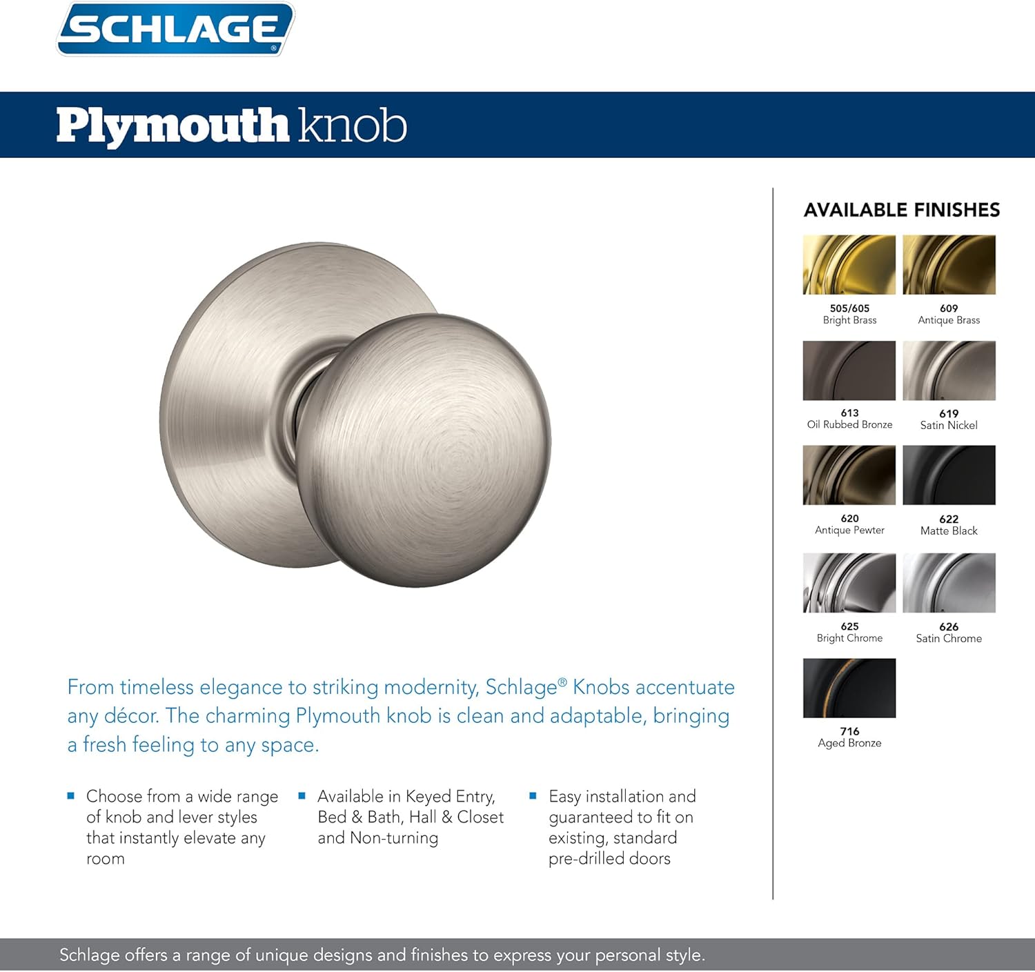 Simple Activation Keyed Entry Door Knob