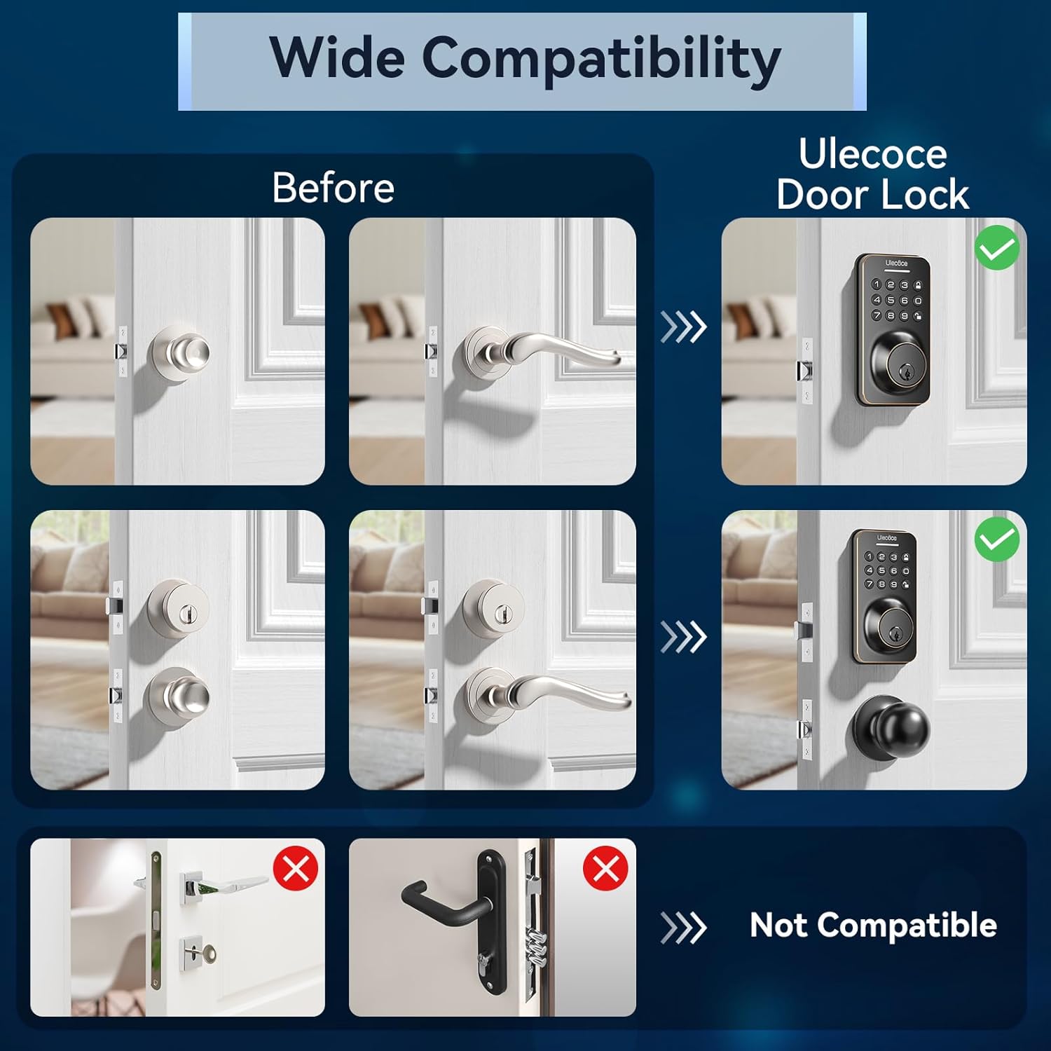 Smart Keyless Entry Door Lock with Keypad Handle Oil Rubbed Bronze