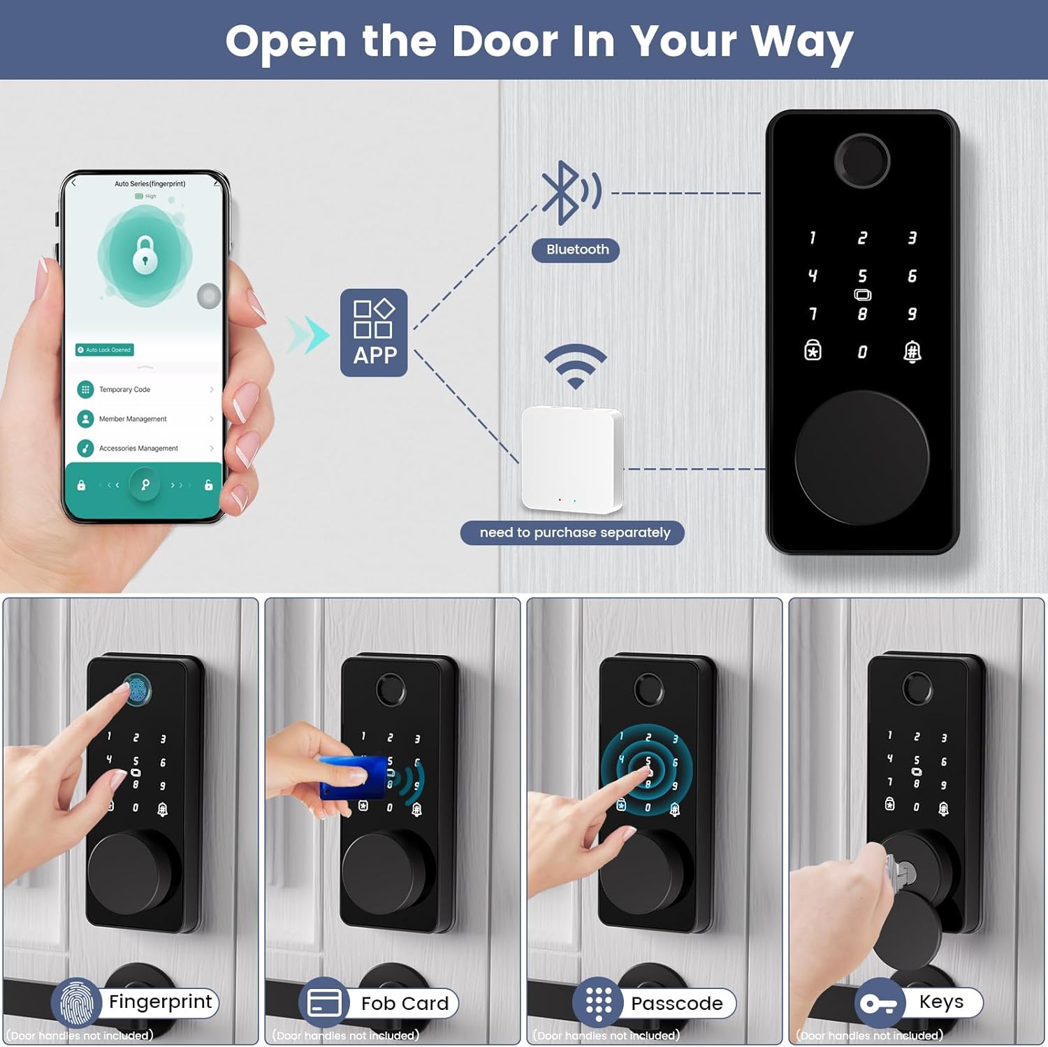 Biquole Smart Deadbolt Door Lock with Keypad Fingerprint App Control