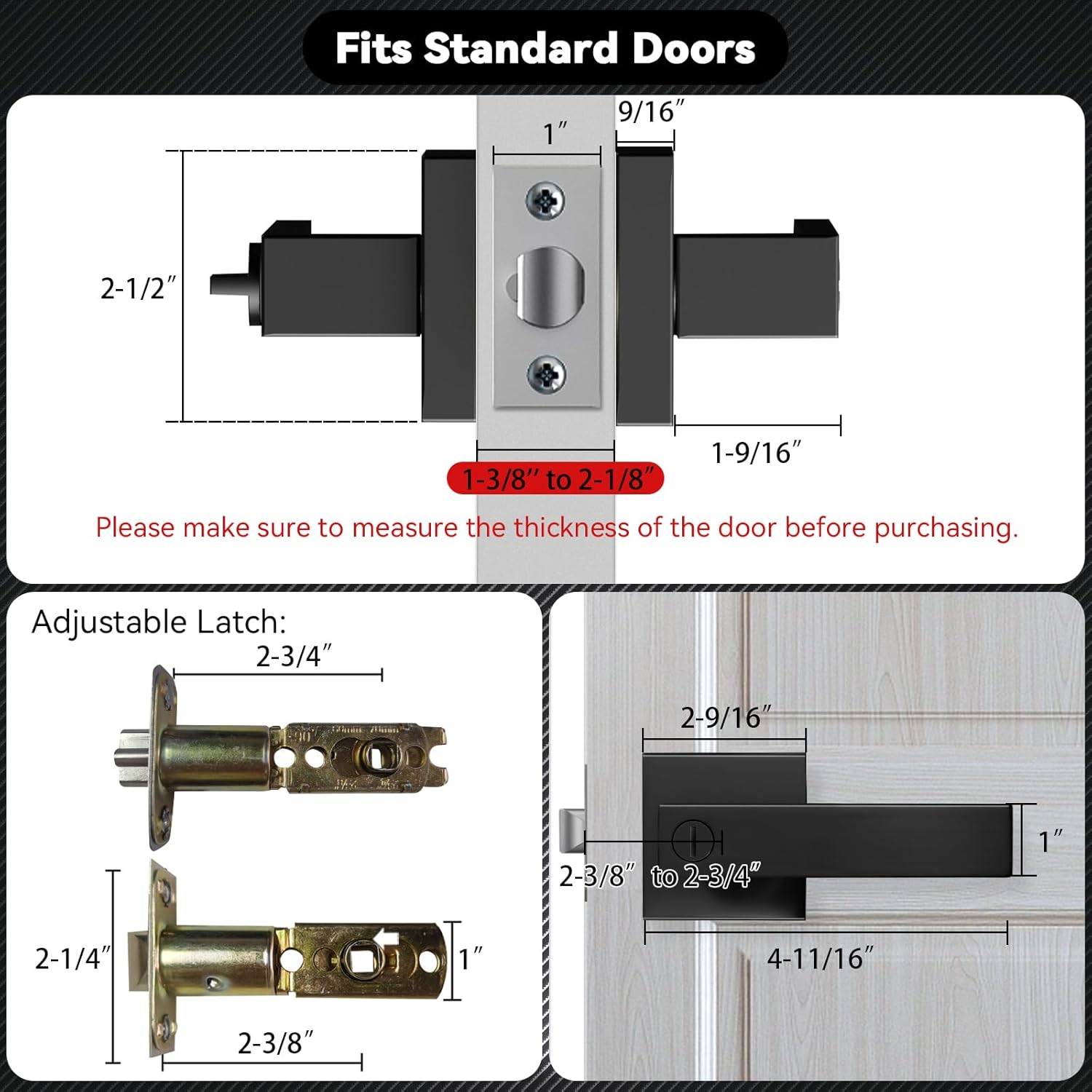 AceMining Privacy Keyless Door Handle Lever Set