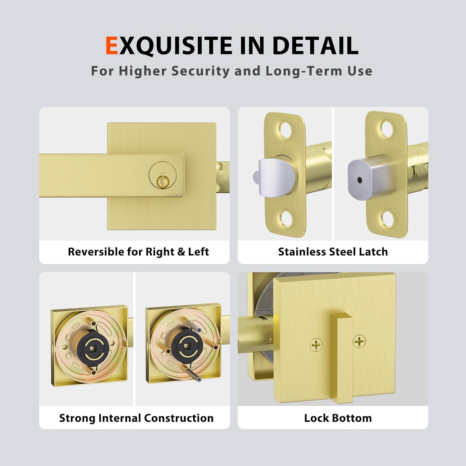 Haidms Gold Exterior Door Lock Set with Deadbolt