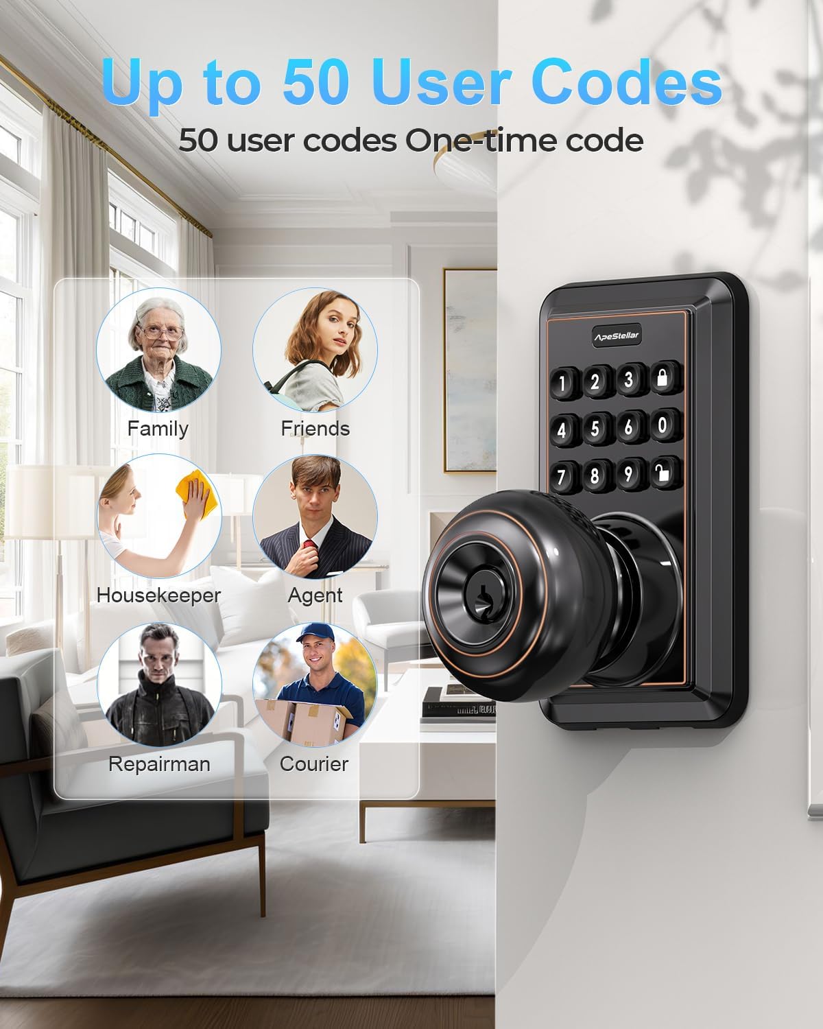 Keyless Door Knob with Keypad Secure and Easy to Install