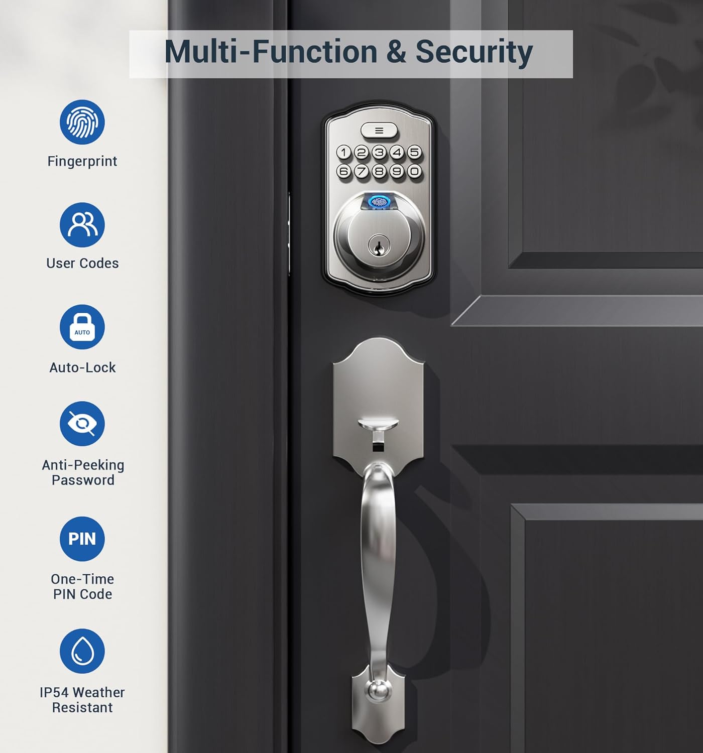Biometric Smart Lock Fingerprint Unlock Multi-Family Security Front Door Lock