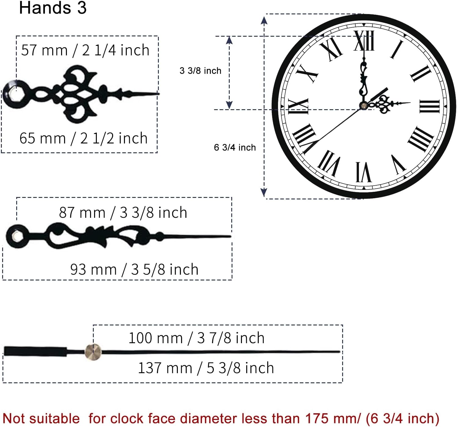 EMOON Precision Clock Kit Compact Mechanism 3-Piece Set DIY Repair