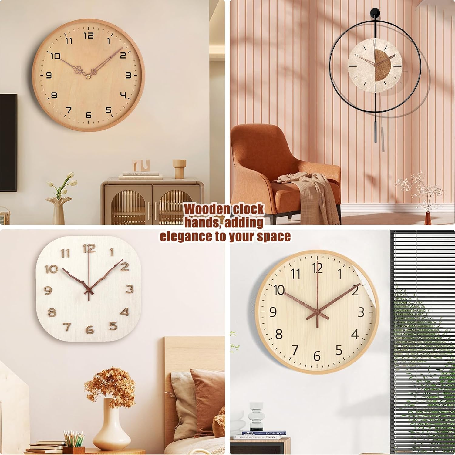 EMOON Replacement Clock Kit with Walnut Wood Hands