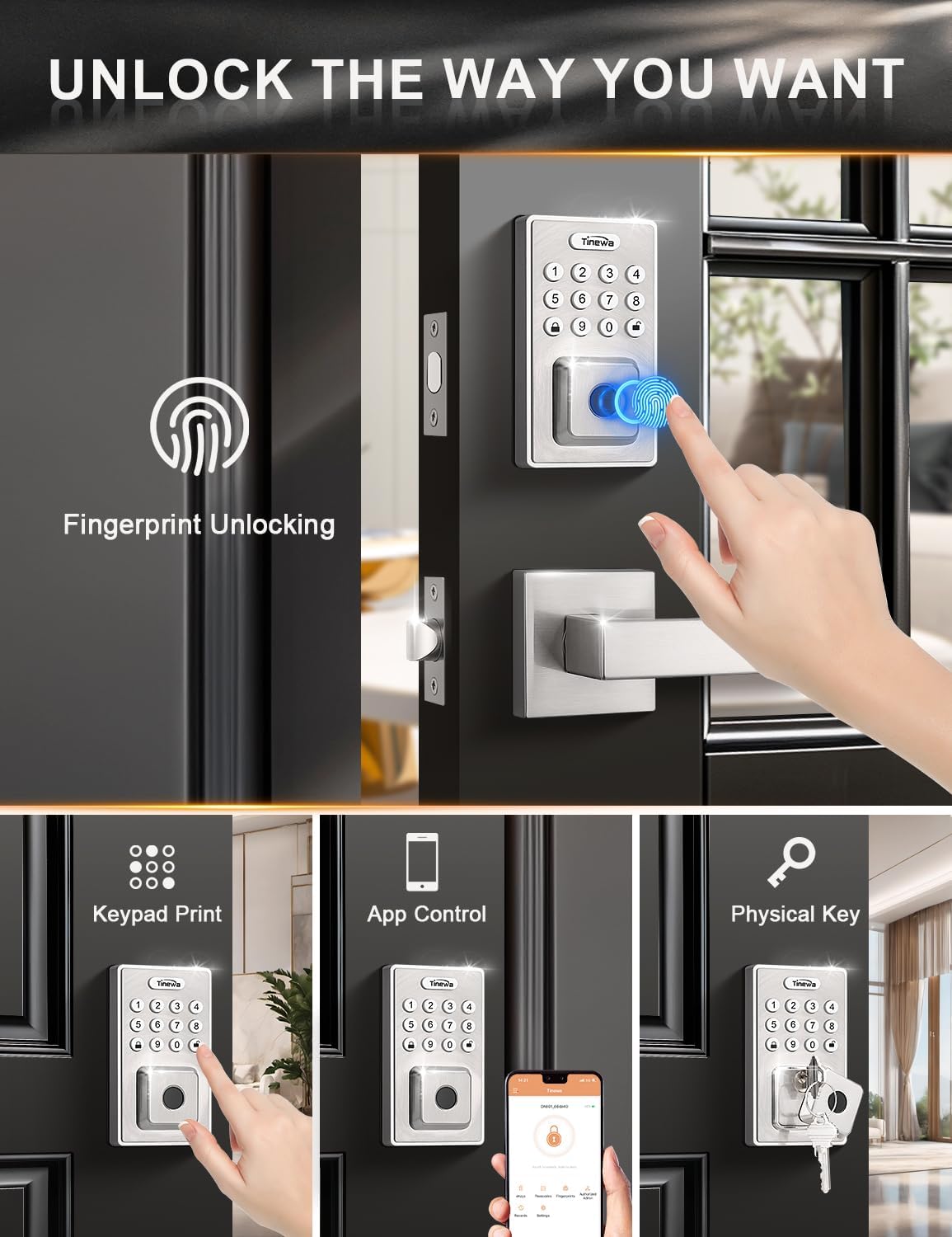 Tinewa Square Keyless Entry Door Lock