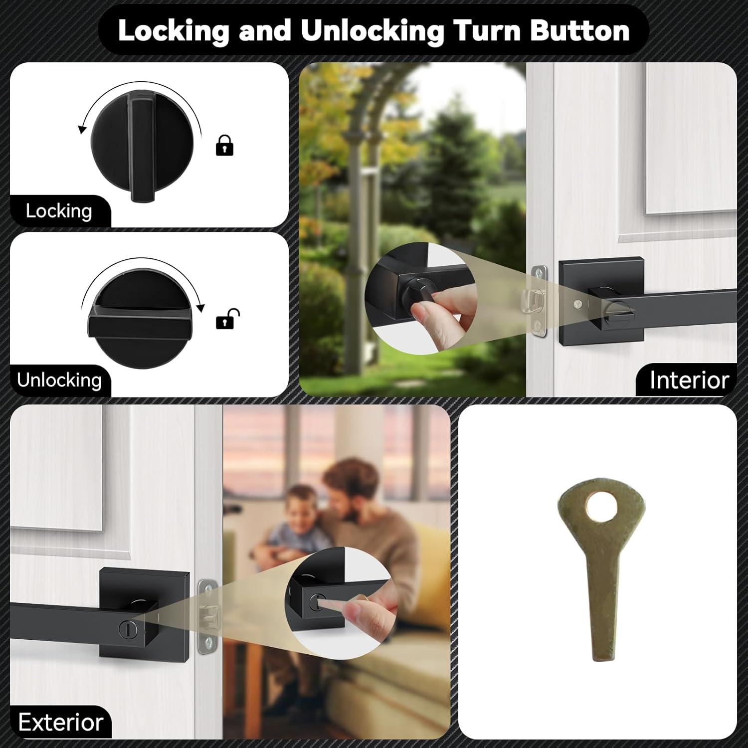 AceMining Privacy Keyless Door Handle Lever Set