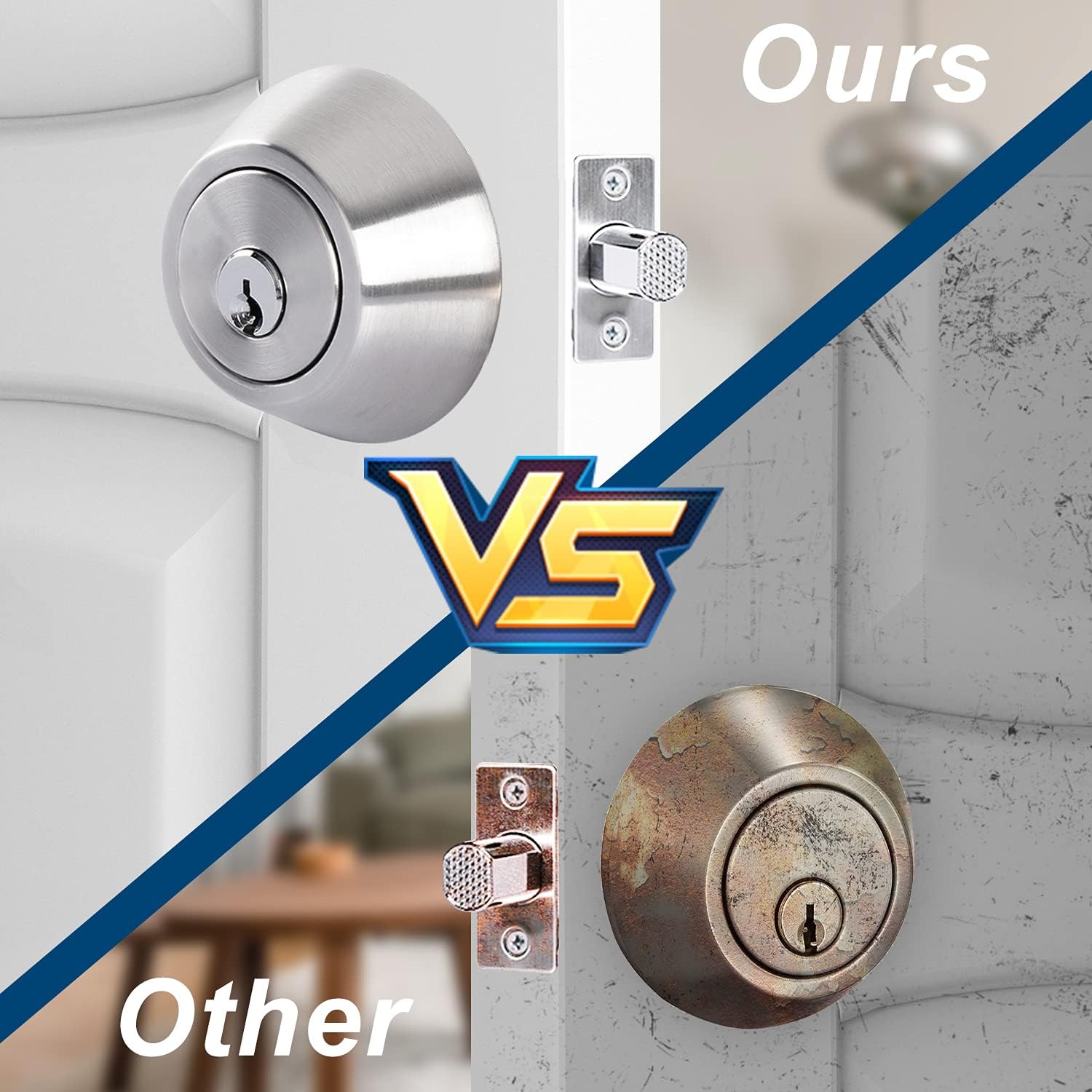 Double Keyed Deadbolt Lock PrivacyPassage Satin Stainless Steel Silver