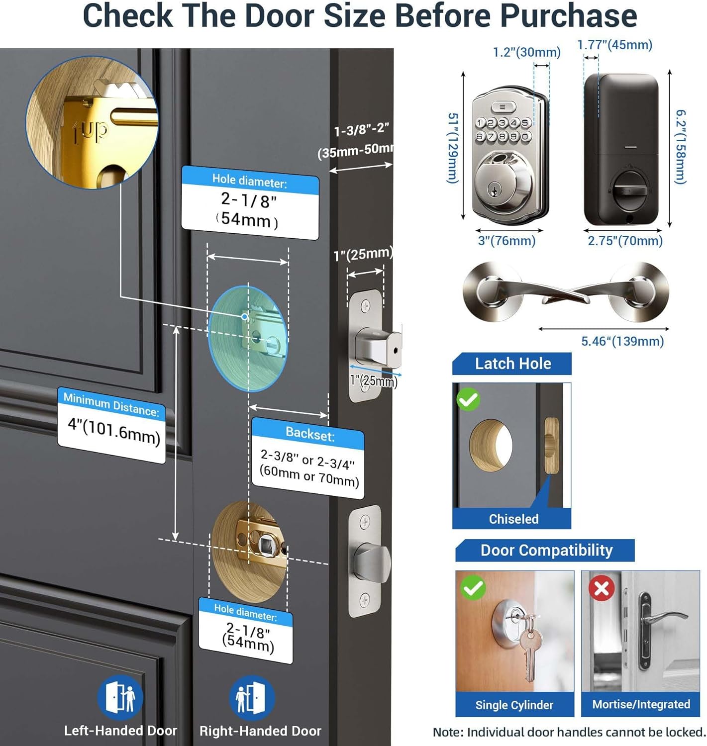 Fingerprint Entry Door Lock with Ledges and Smart Security