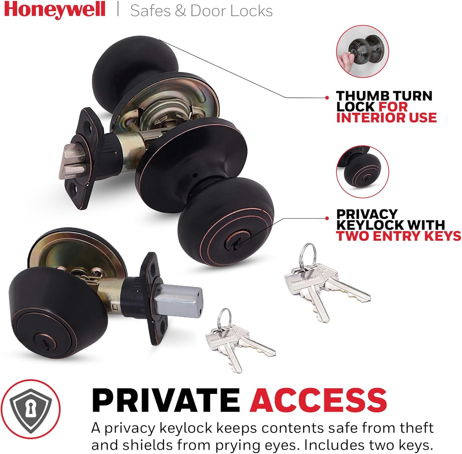 Secure Front Door with Honeywell Door Knobs Deadbolt Set