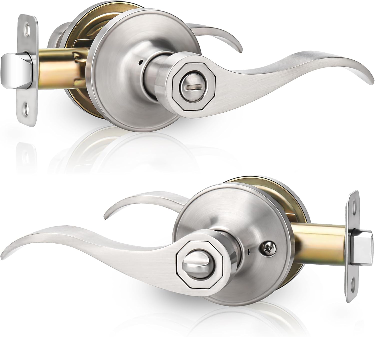 Gaurqiah Wave Style Privacy Door Handle with Keyless Lever