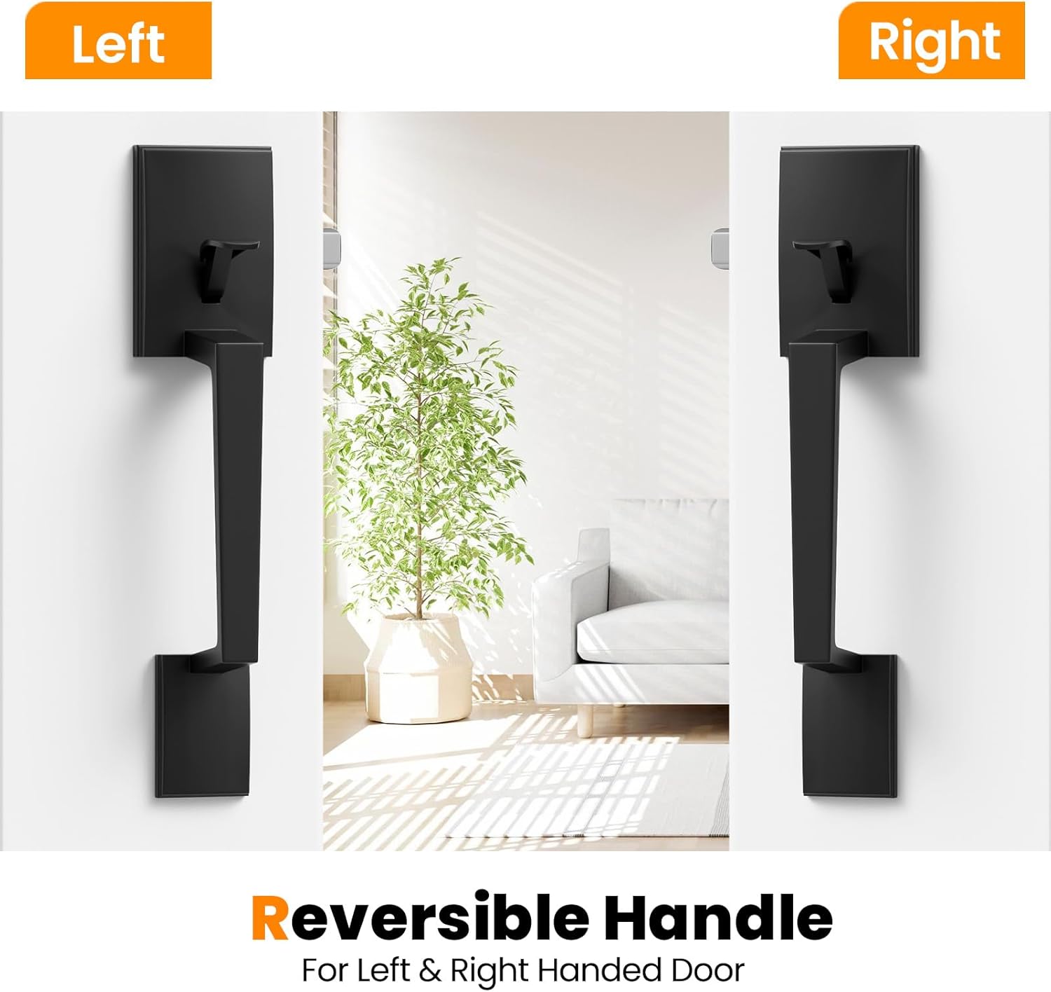 HOSOM Matte Black Front Door Handle Set - Versatile Door Security