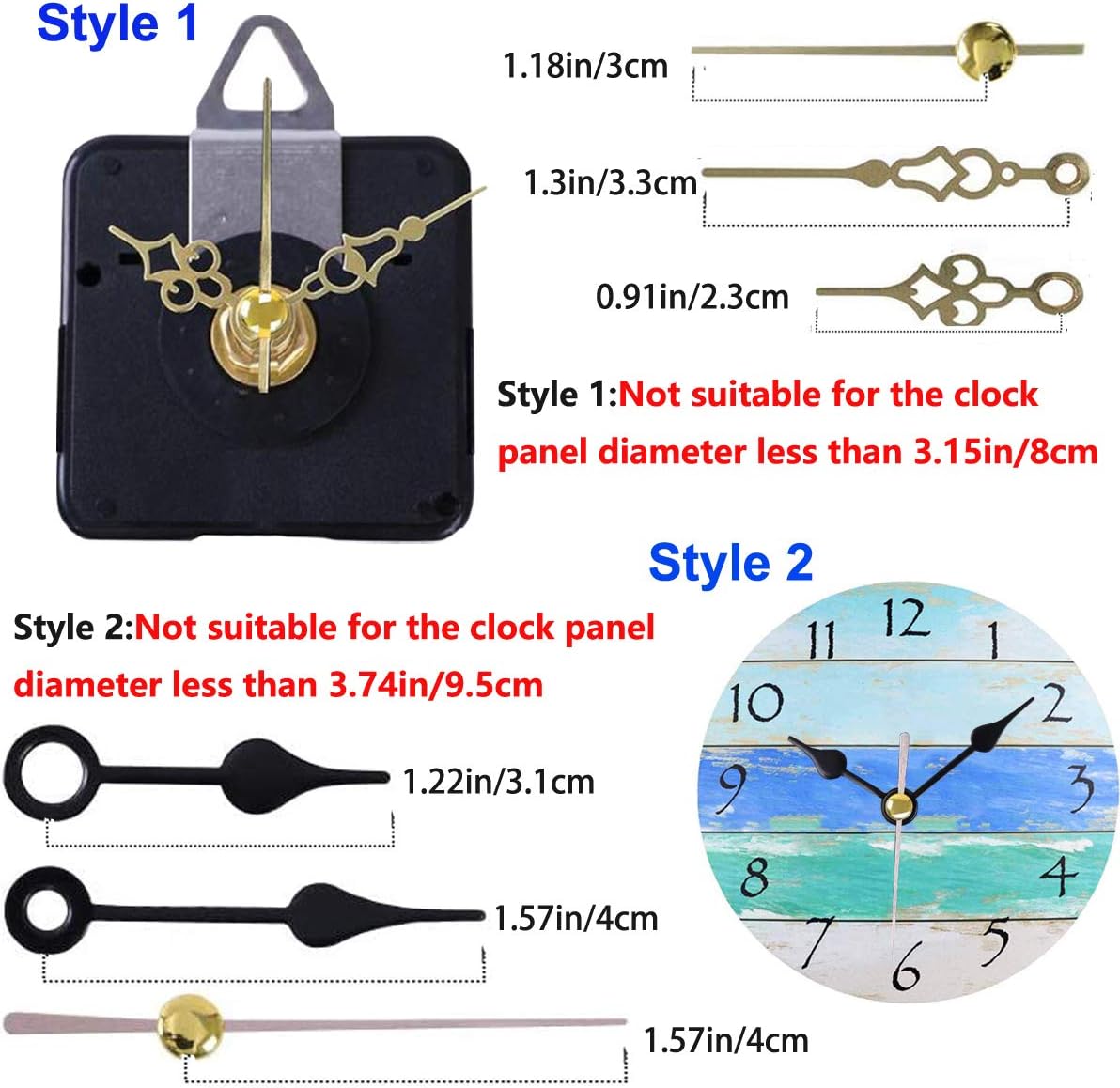 Two-Pack Wall Clock Movement Kit for DIY Repair Replacement and Customization