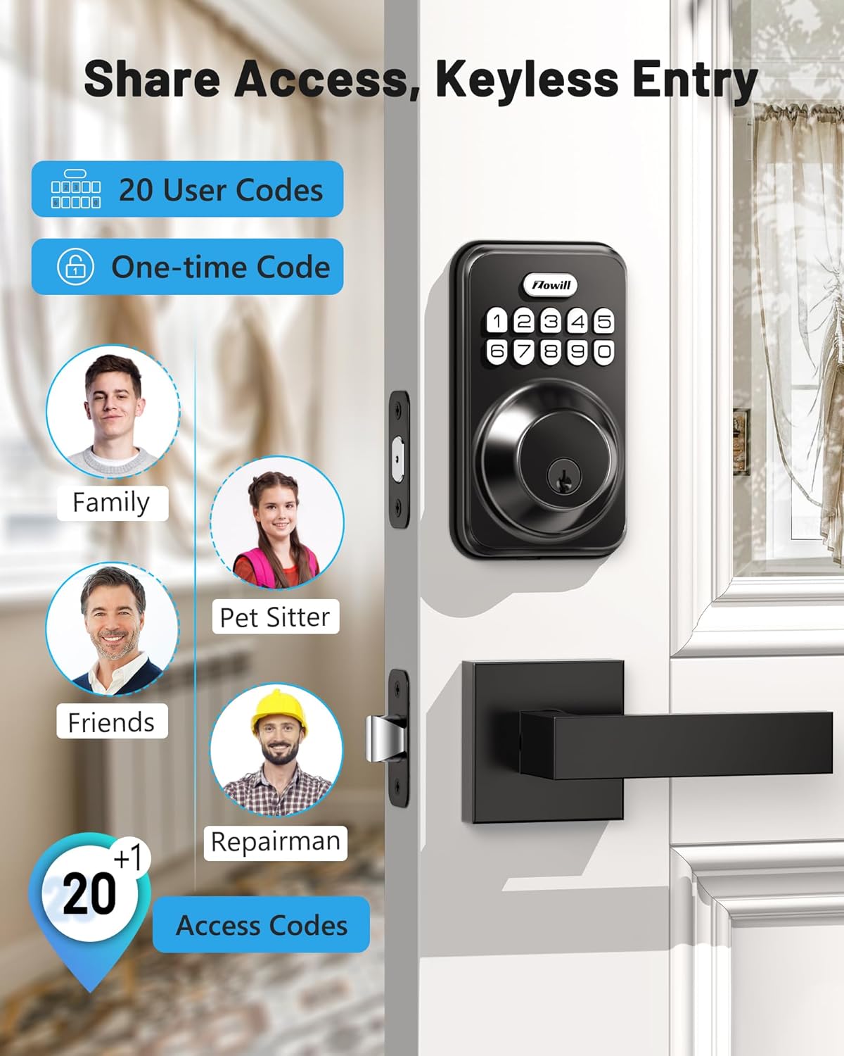 Zowill Keyless Entry Door Lock with 2 Lever Handles