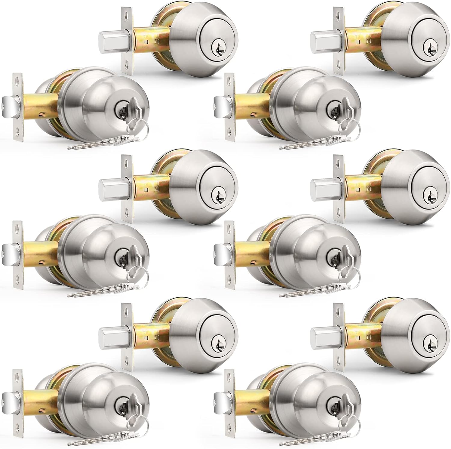 Probrico 6-Pack Door Knobs Deadbolts