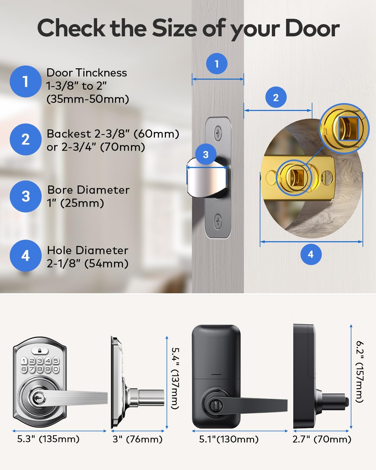 Keyless Entry Door Keypad Front Door Lock with Handle