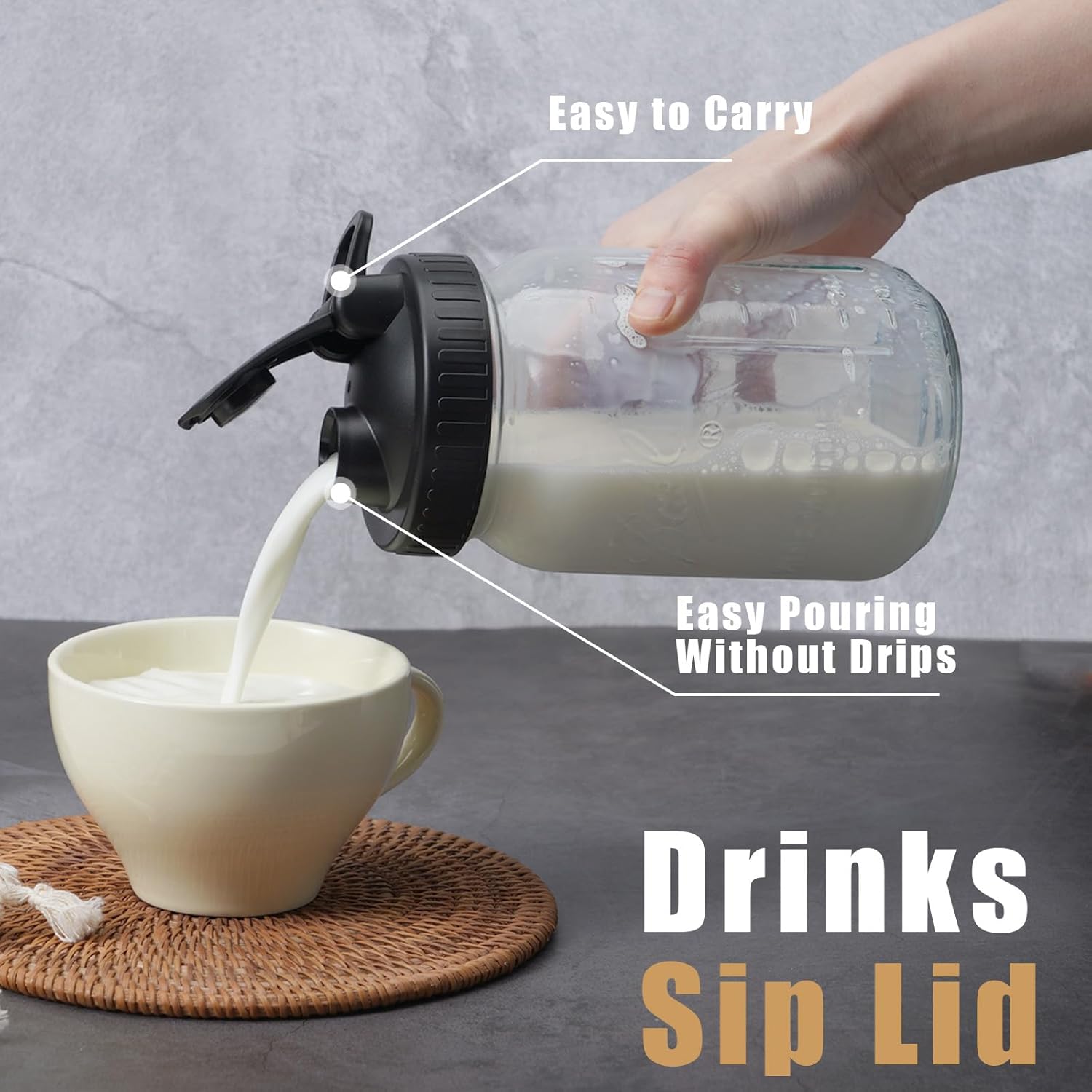 FyndraX Mason Lids for Drinks Salads Measures - 4-Piece Set