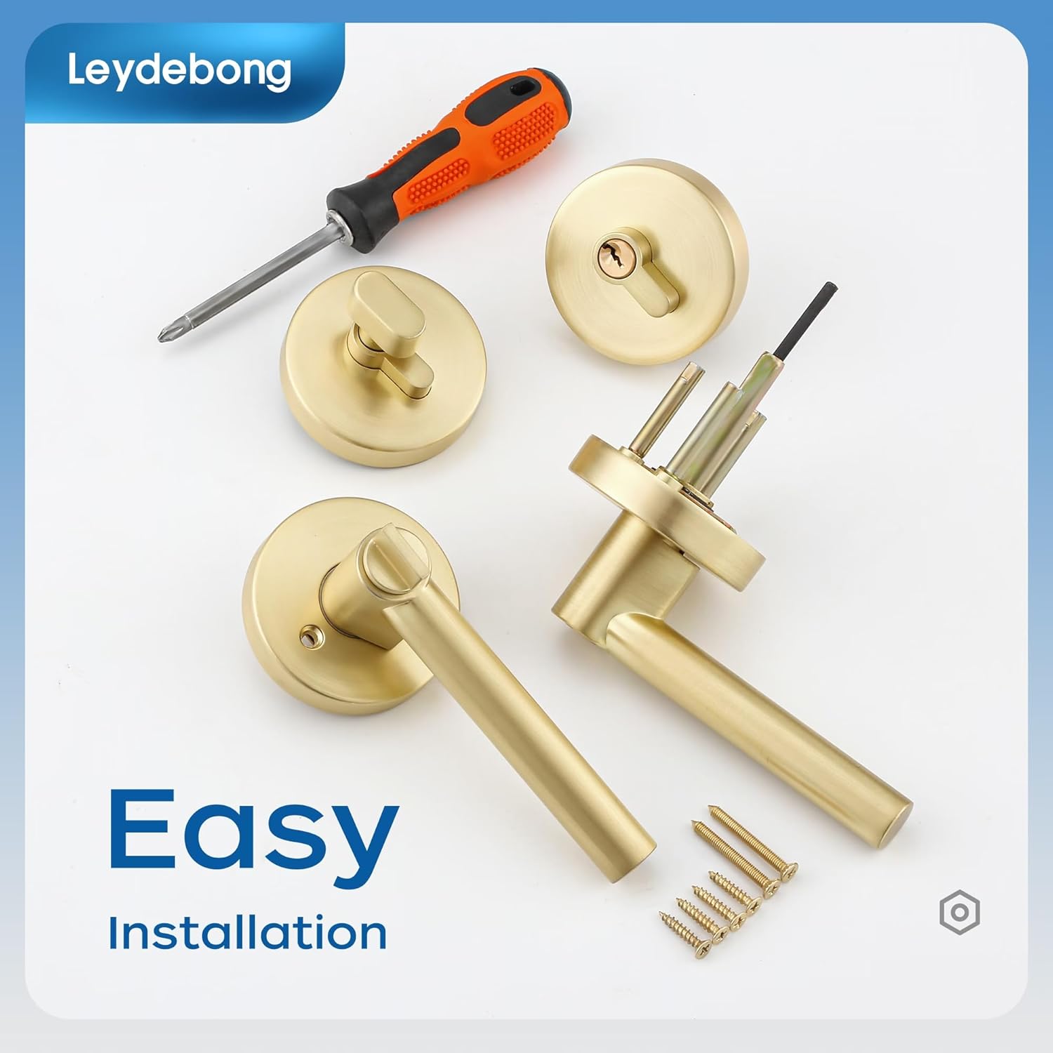 Secure Gold-Plated Door Handle Set
