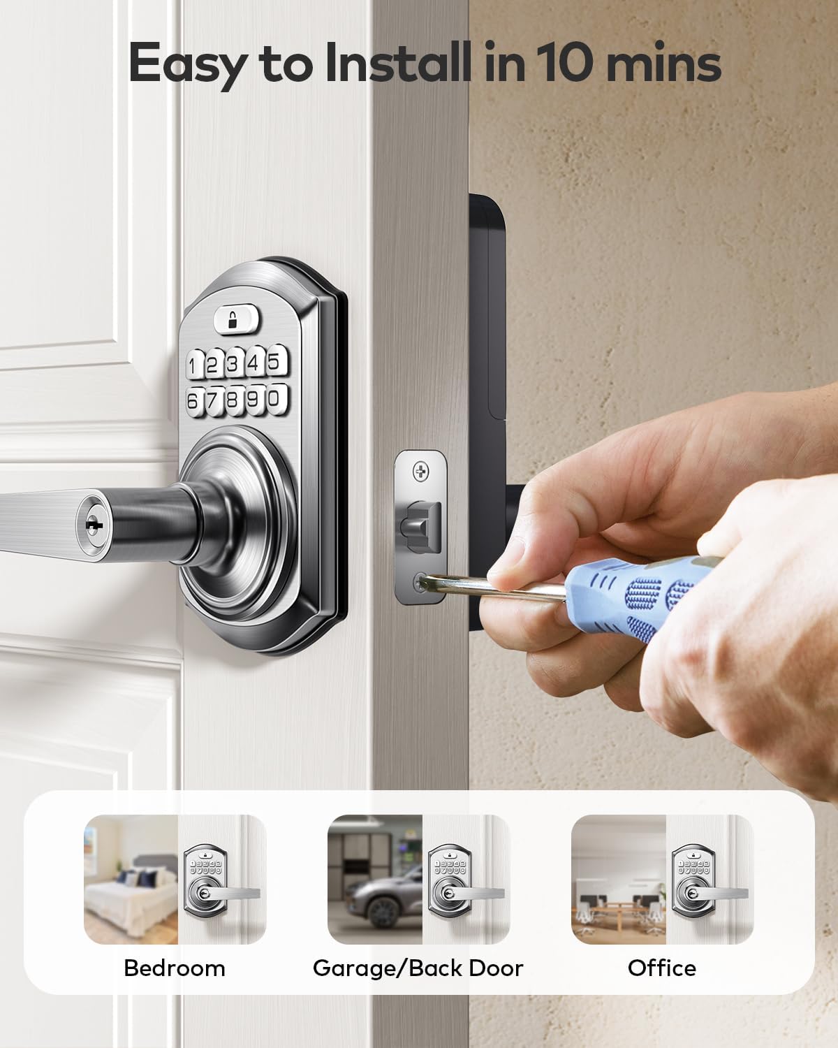 Keyless Entry Door Keypad Front Door Lock with Handle