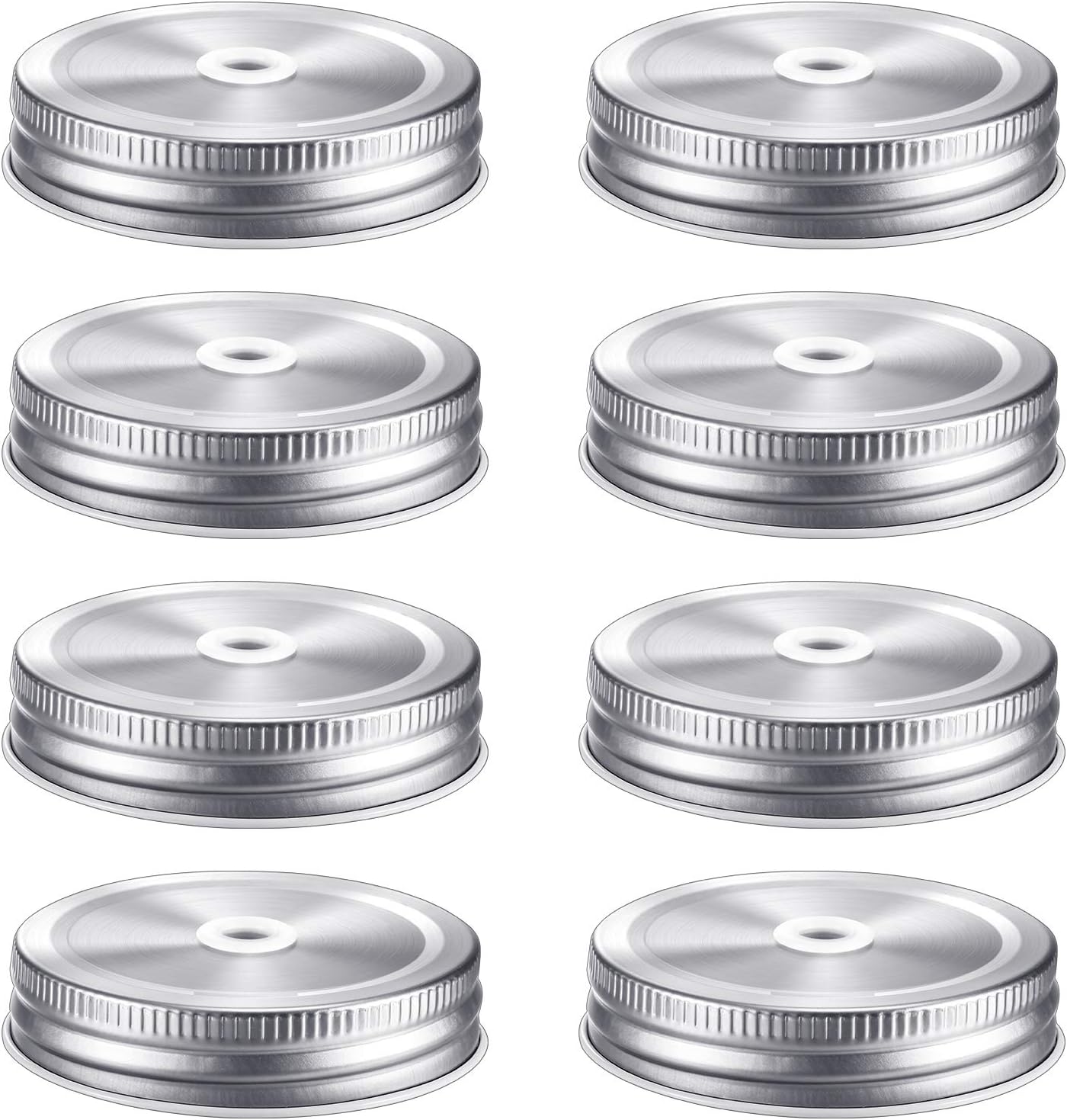 Muddle 8-Piece Metal Mason Jar Lids 27-Inch Silver Leak-Proof Reusable