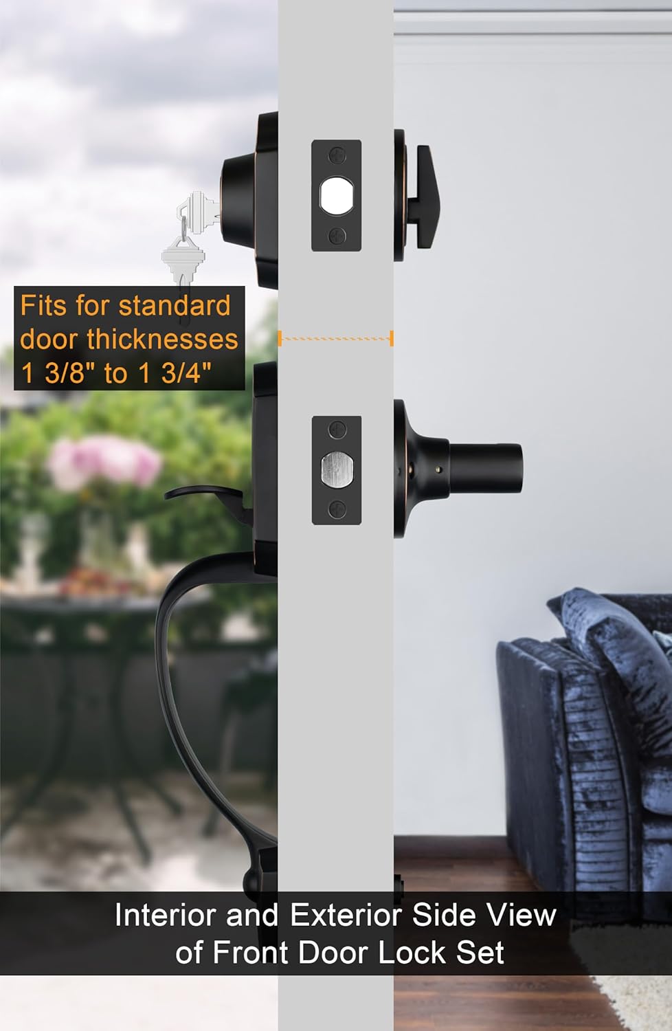 GoldenWarm Oil-Rubbed Bronze Front Door Handle Deadbolt Set
