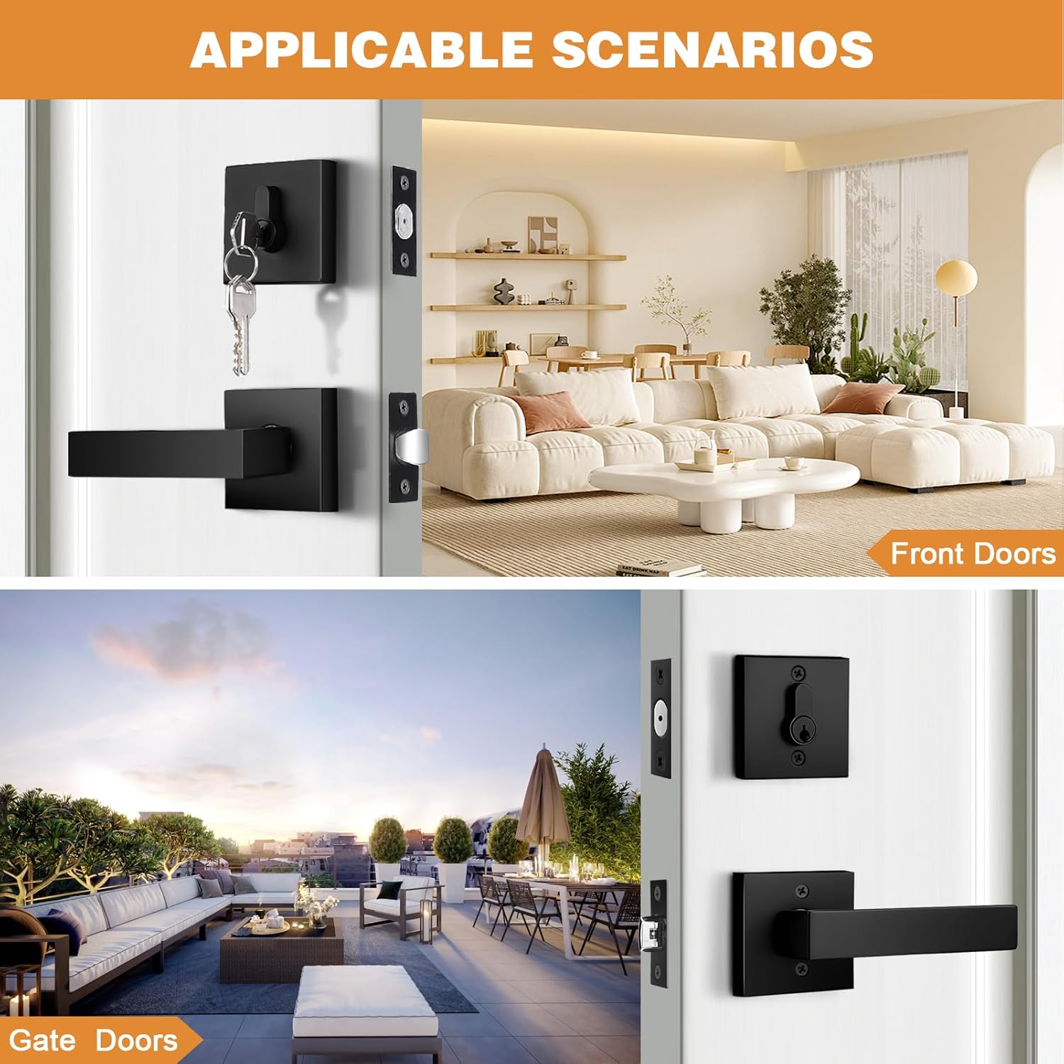 Probrico Exterior Door Lockset with Matte Black