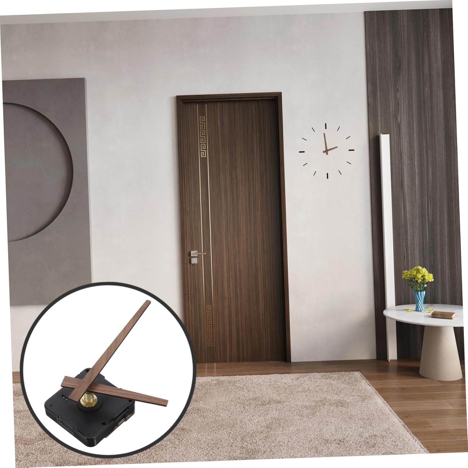 DIY Replacement Kit for Wall Clock Movement with Plastic Wood Hands Mechanism